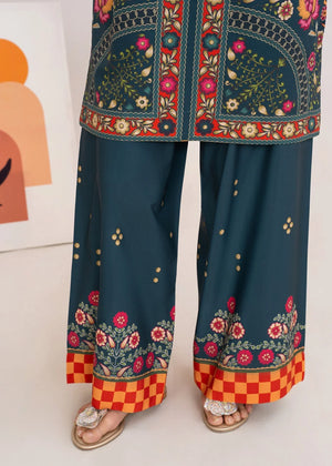 Women wearing navy blue color dress, back view of the printed grip shirt and trouser, Buraqstore