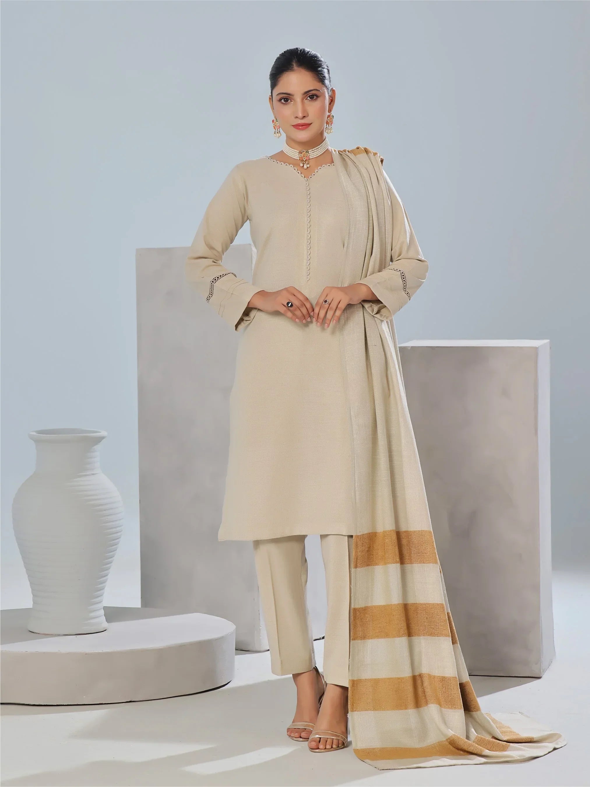 Luxury Leather Peach Collection Unstitched 3 PCs