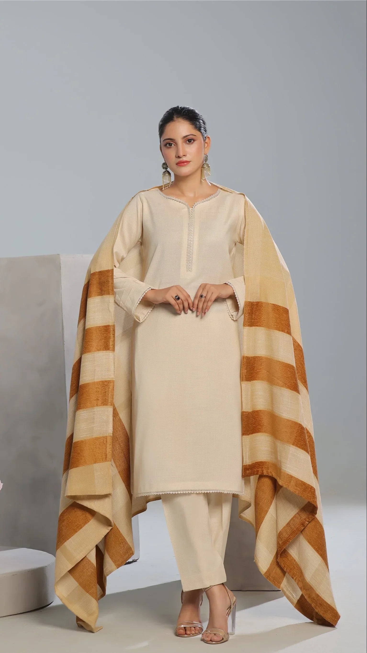 Luxury Leather Peach Collection Unstitched 3 PCs