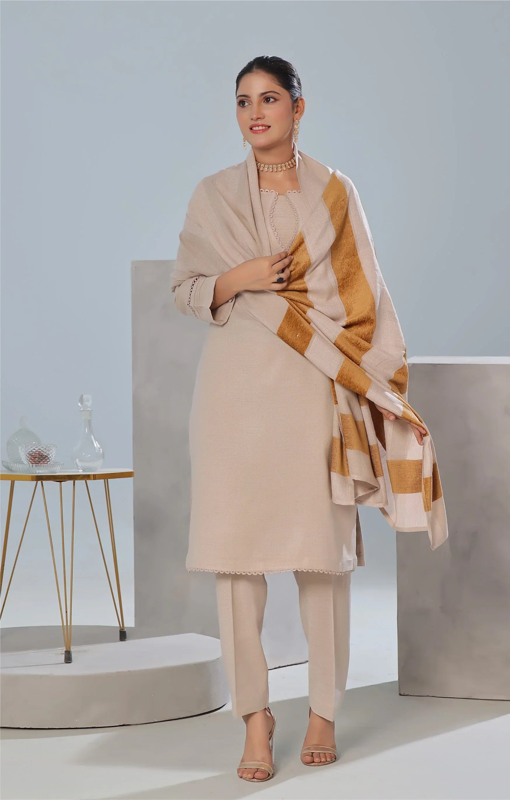 Luxury Leather Peach Collection Unstitched 3 PCs