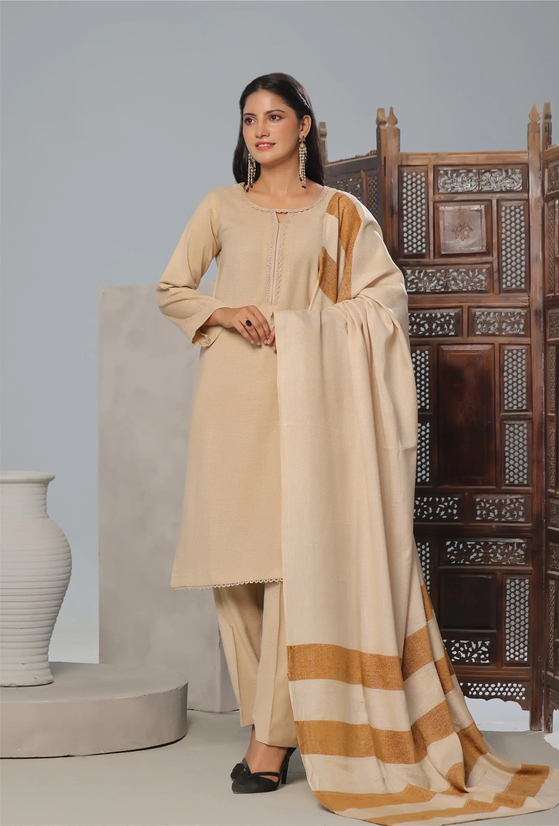 Luxury Leather Peach Collection Unstitched 3 PCs