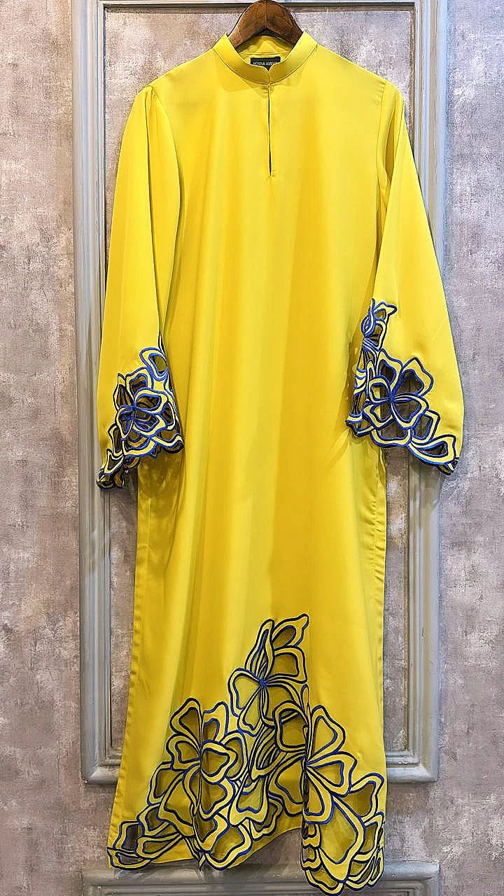 Yellow Embroidered Georgette Pret 2 PCs