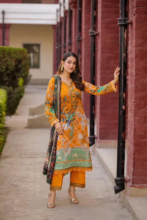 Yellow Dress for Women, Printed 3PC | Buraq Store