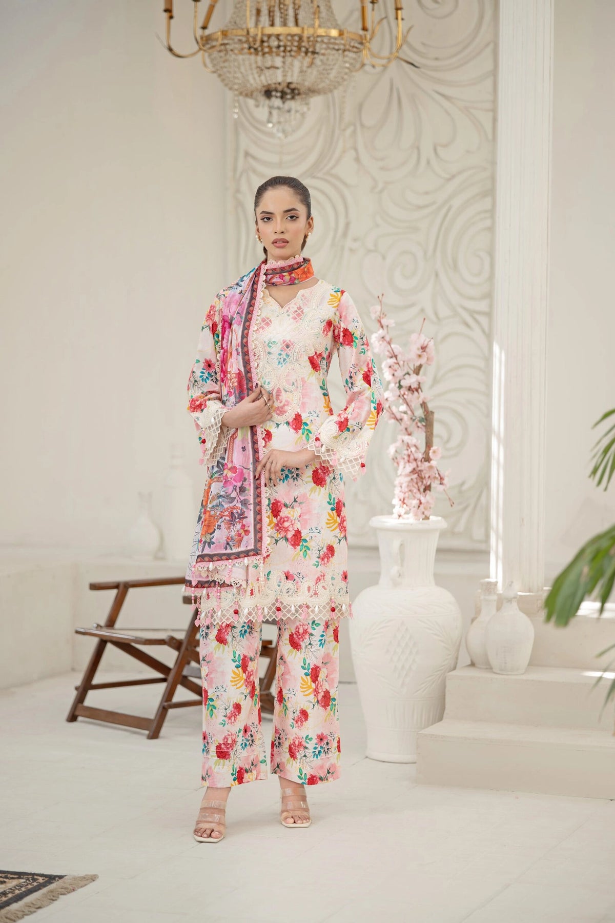 White Dress Designs Pakistani, Embroidered Lawn 3PC | Buraq Store