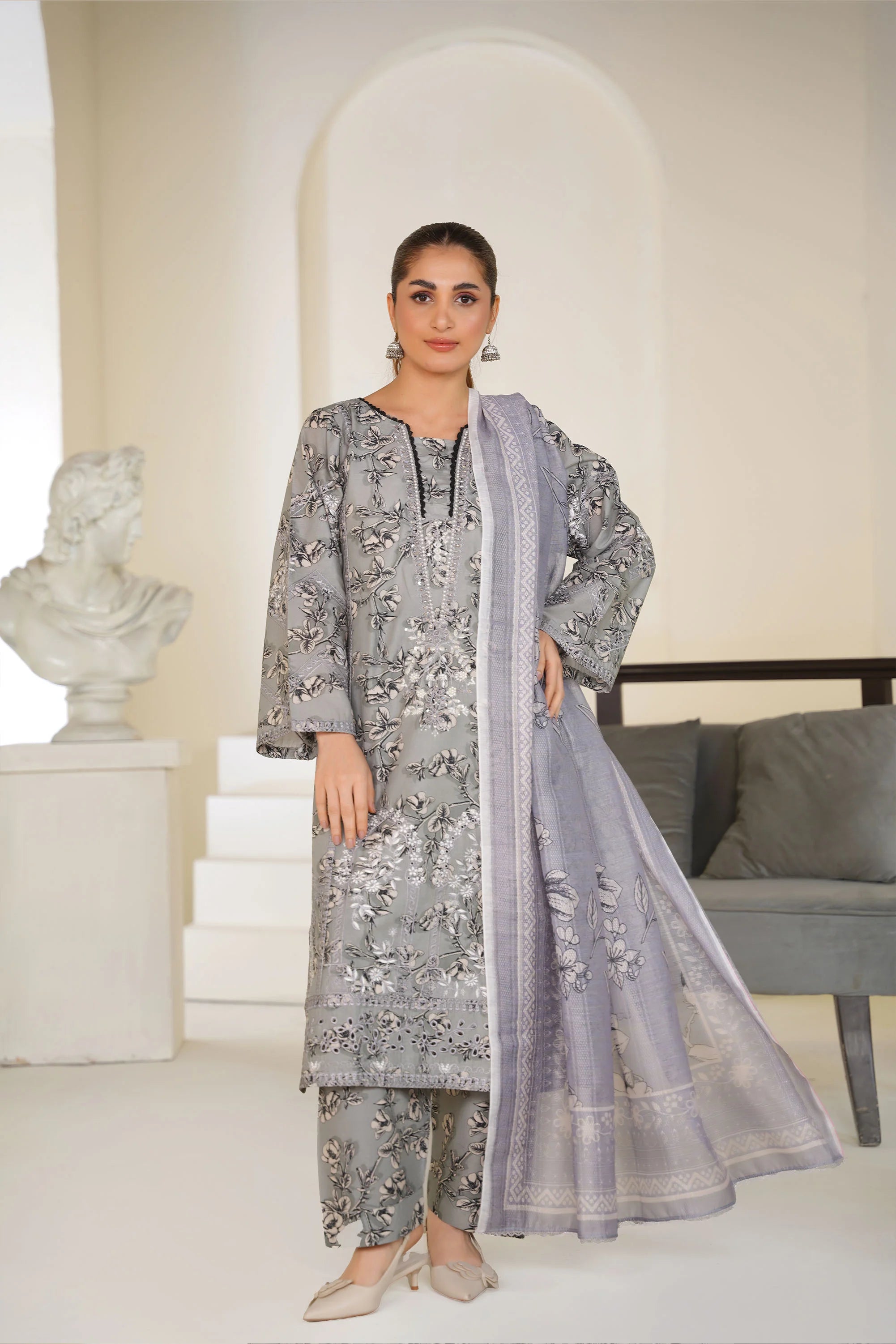 Silver Mist Embroidered Lawn Pret 3 PCs