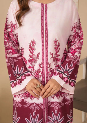 Women wearing stylish silk dress design, back view of the printed silk shirt and trouser, Buraqstore