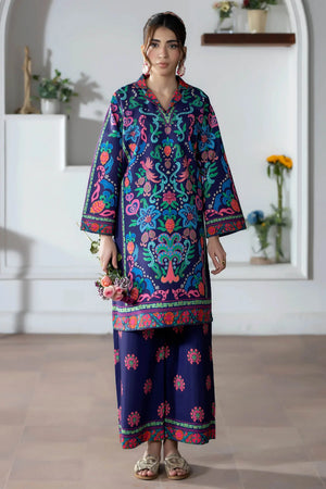 Woman in printed co ord set by Buraqstore modern casual outfit