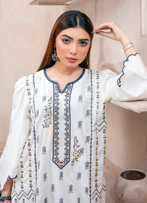 Women wearing white dress designs pakistani, dupatta draped over the shoulder, Buraqstore
