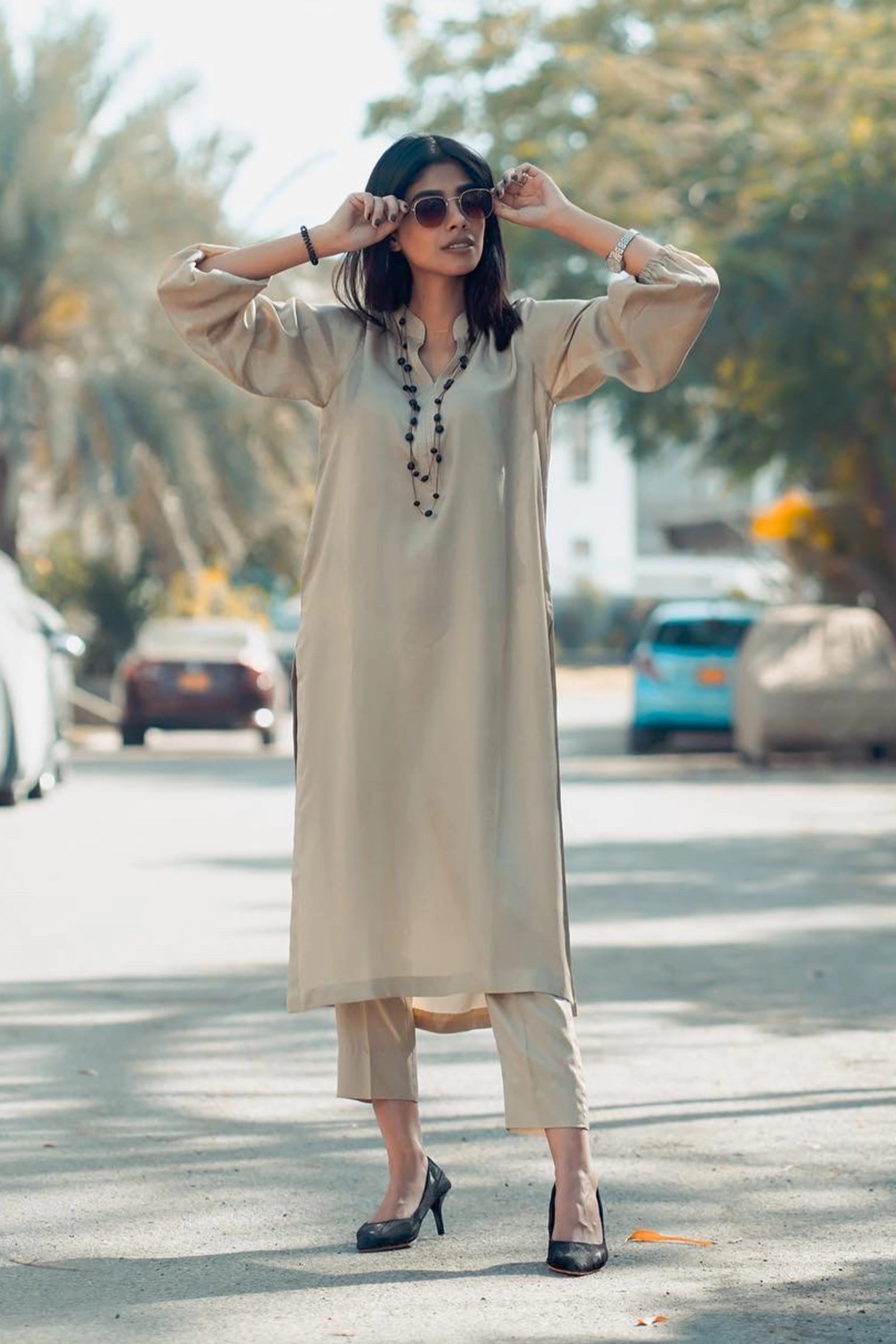 Beige Cotton Silk Pret 2Pcs