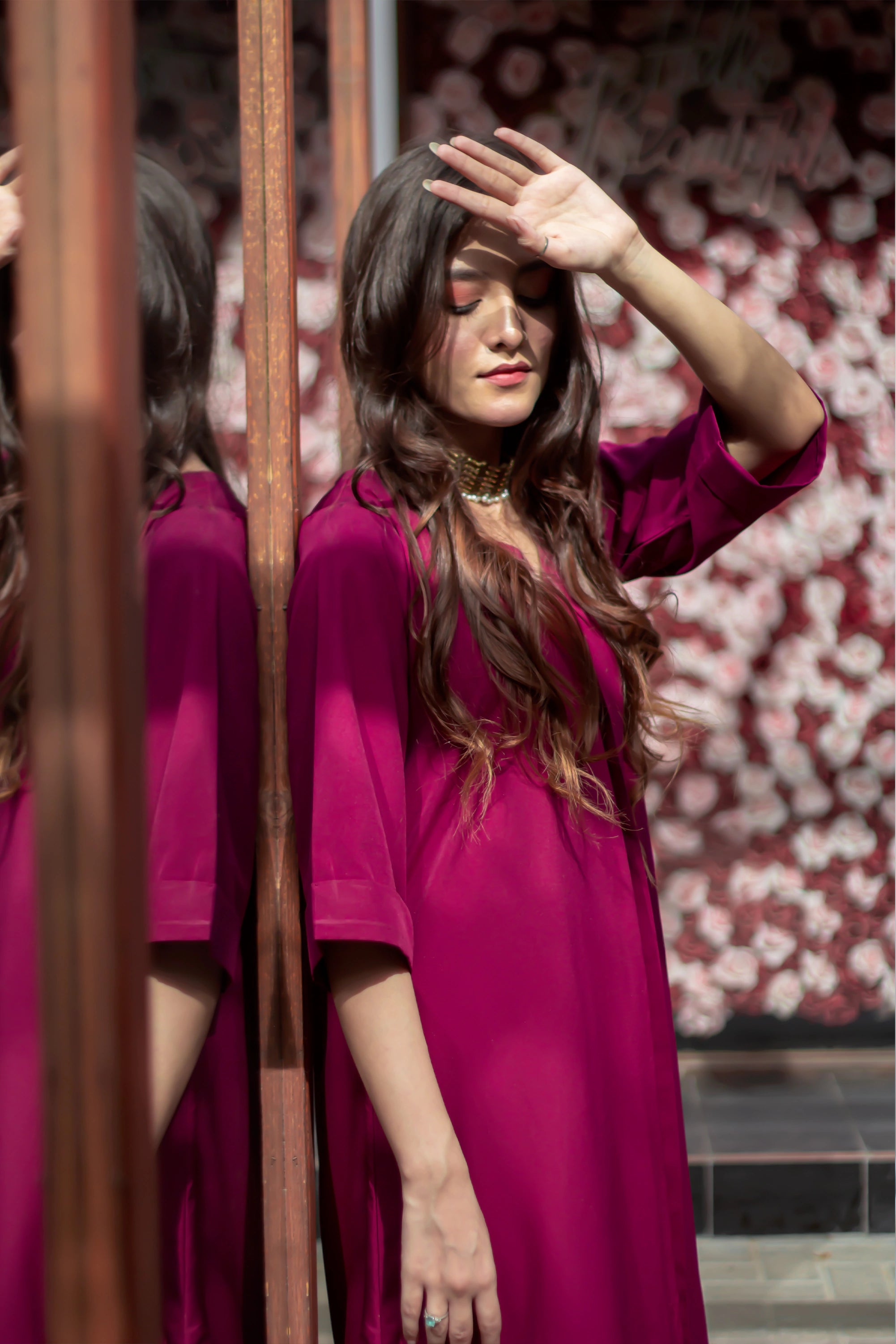 Magenta Georgette Pret 2Pcs
