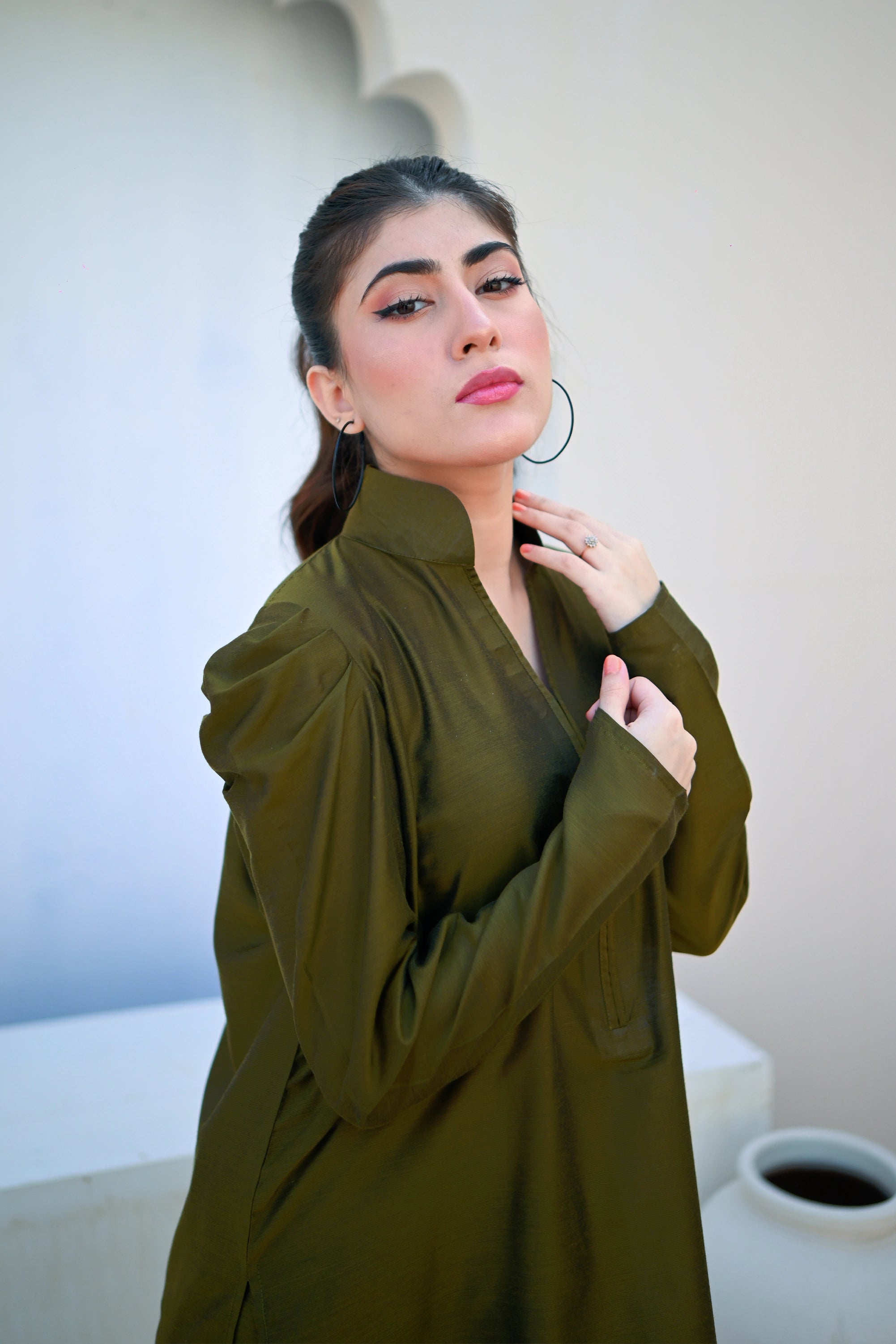 Moss Green Khadi Cotton Pret 2Pcs