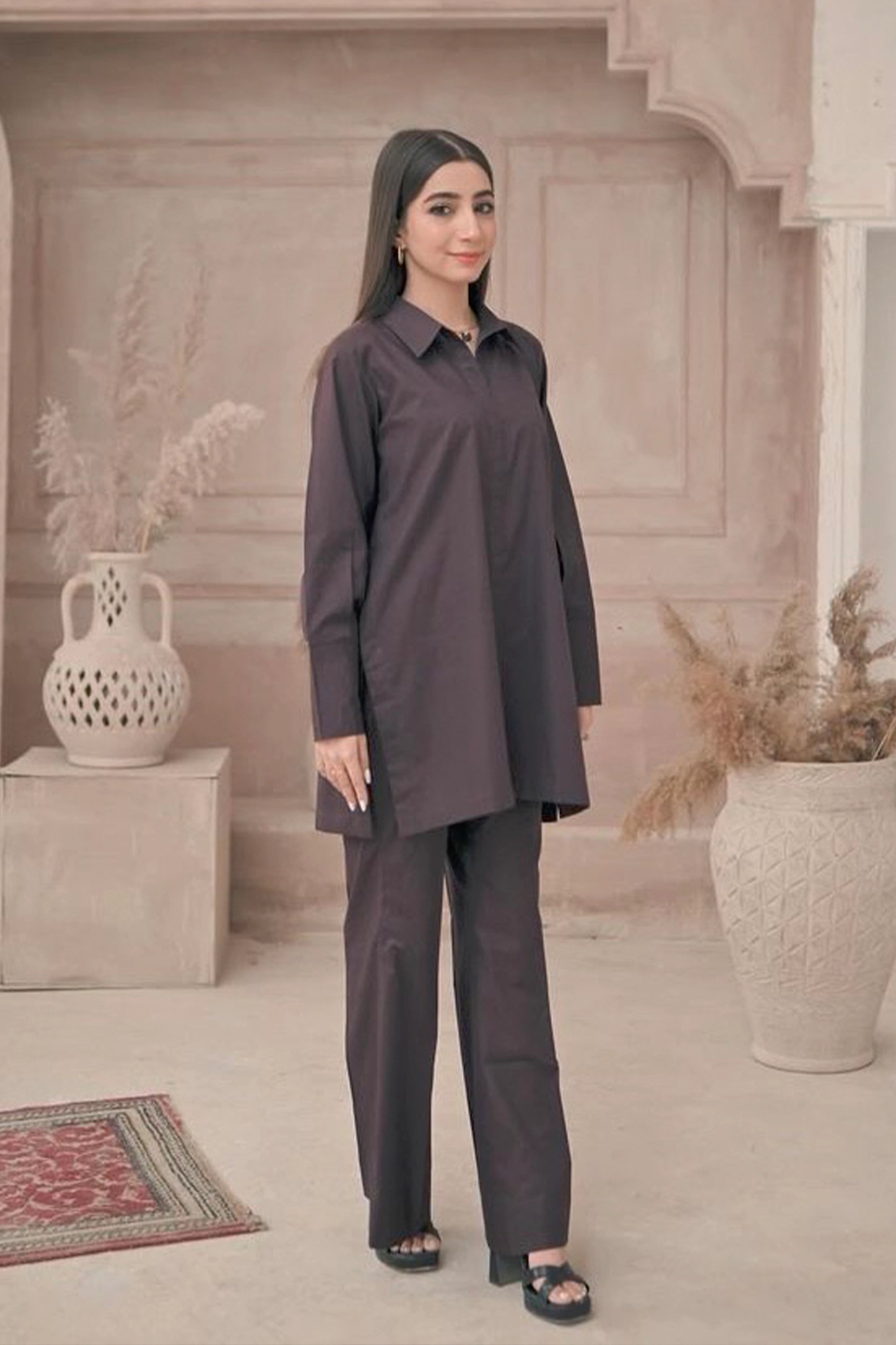 Umber Cotton Lawn Co Ord Set