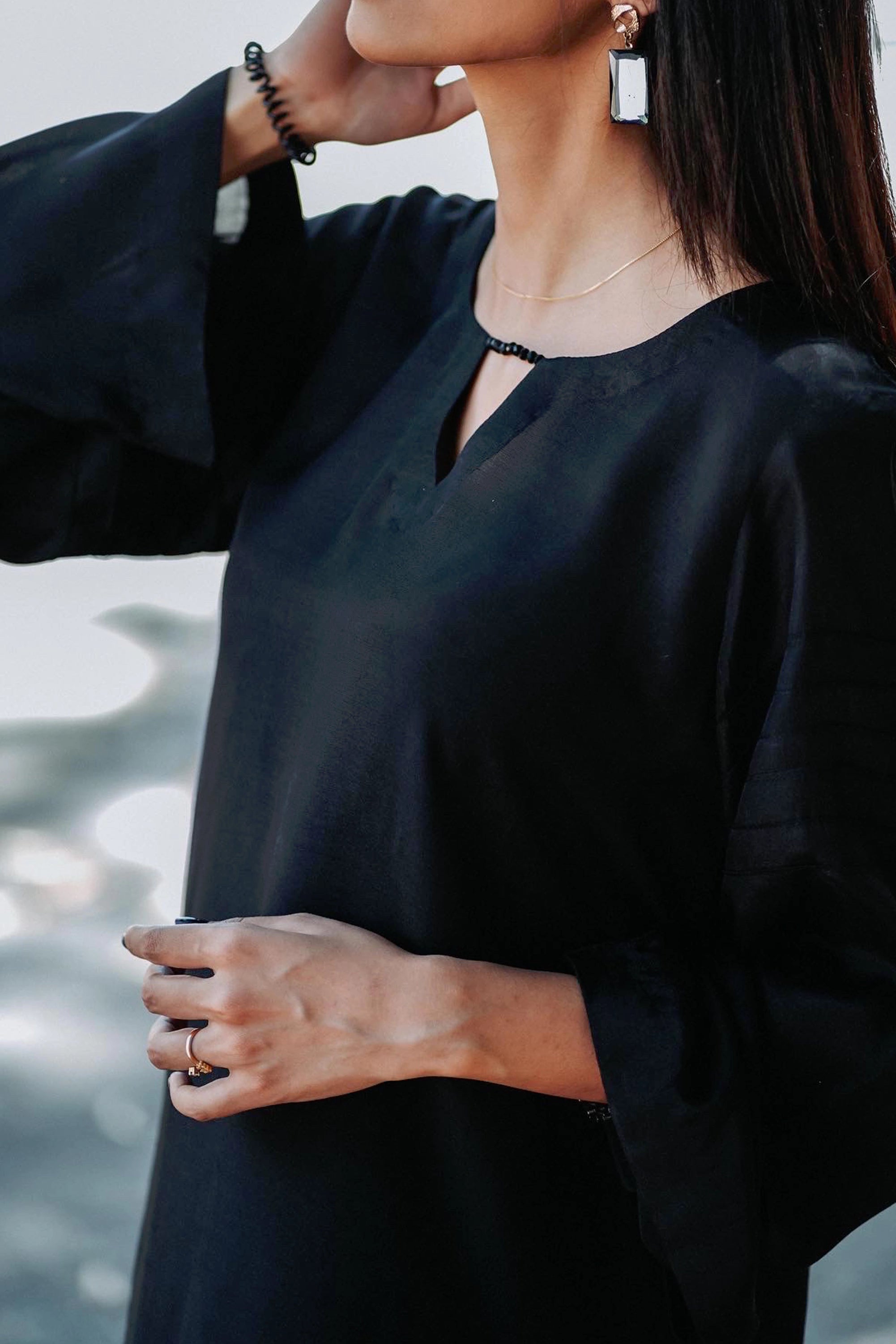 Black Cotton Silk Pret 2Pcs