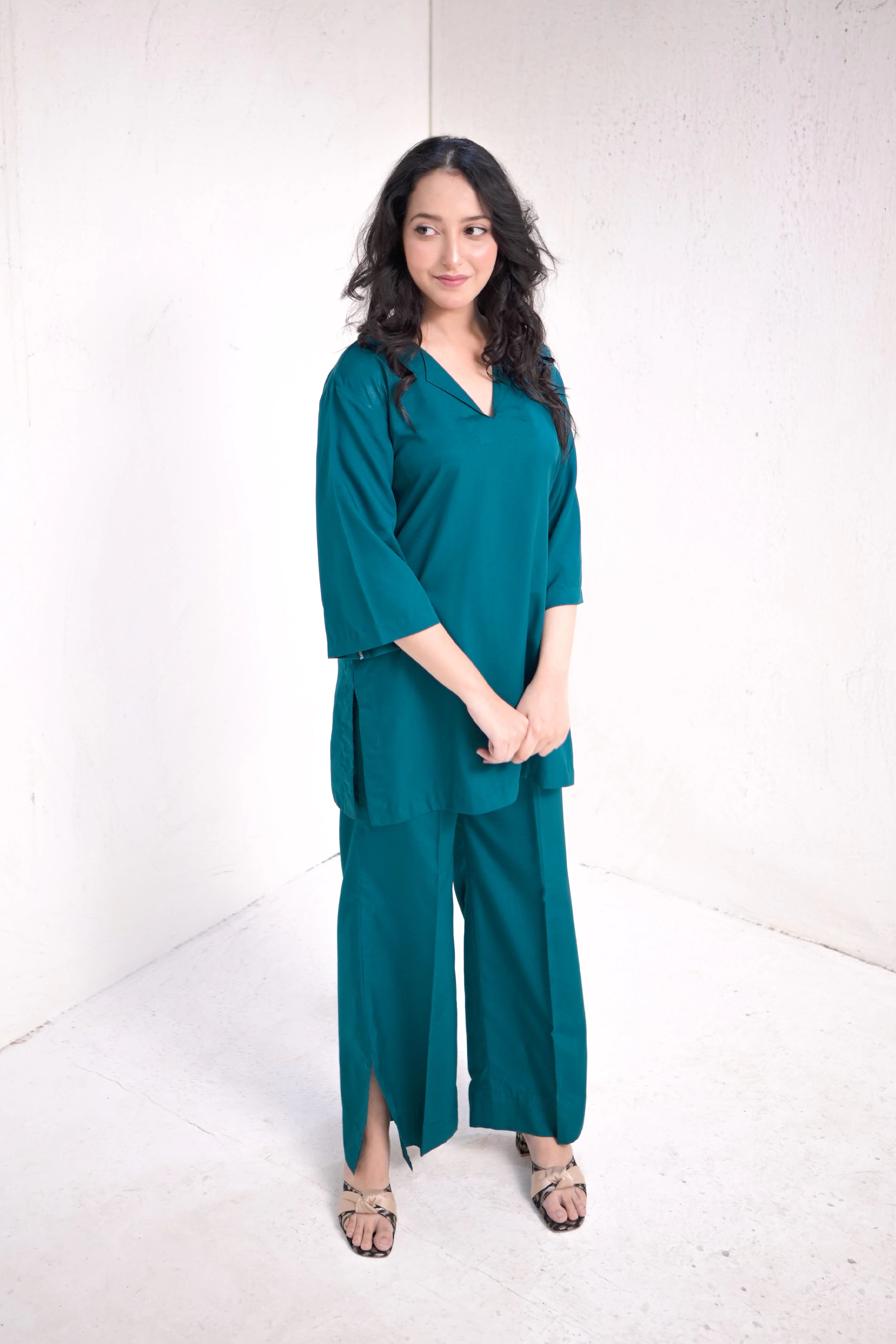 Teal Green Georgette Pret 2Pcs