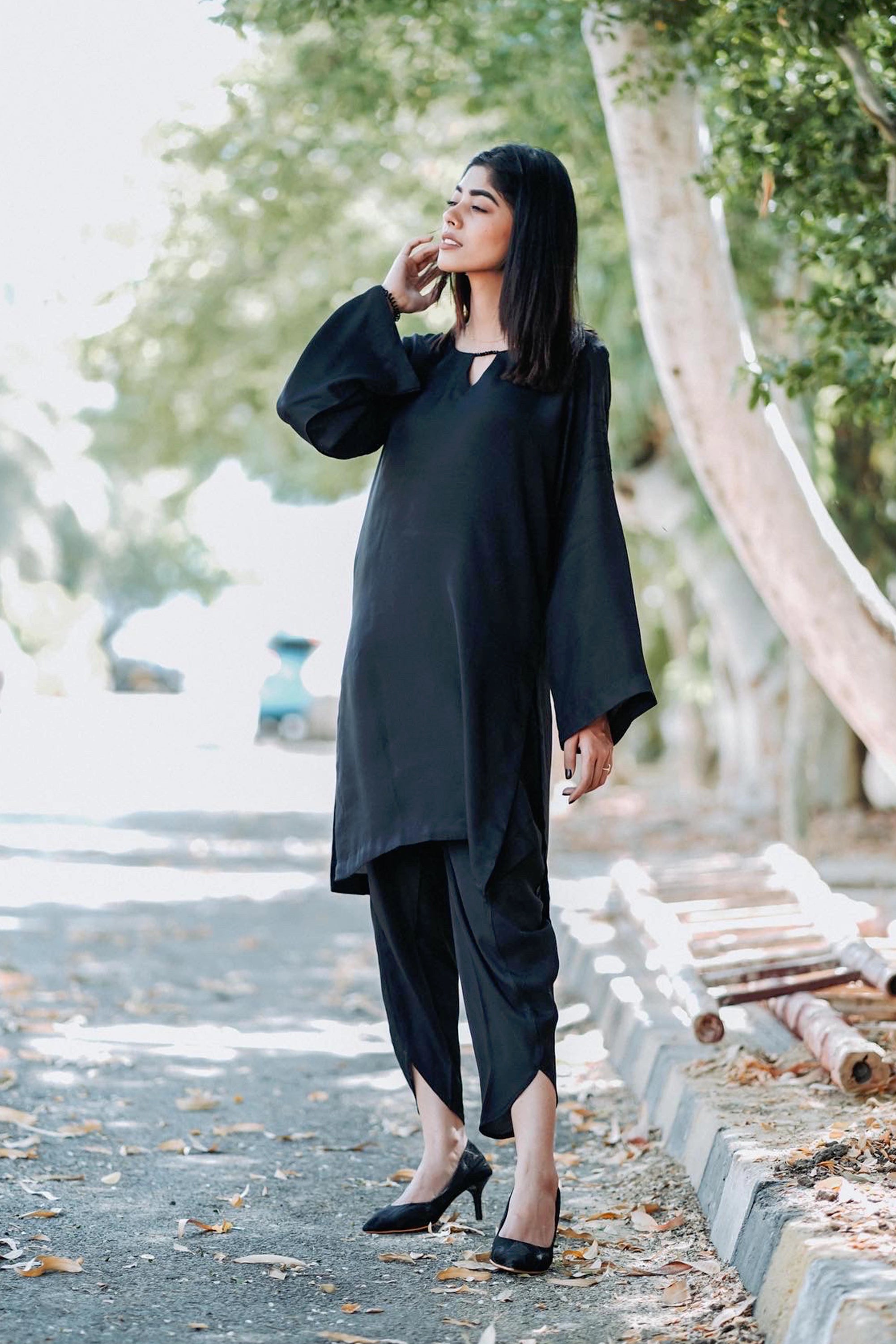 Black Cotton Silk Pret 2Pcs
