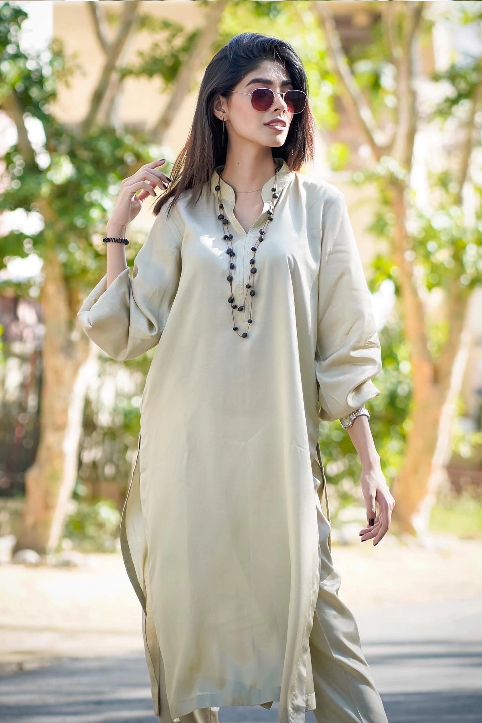 Beige Cotton Silk Pret 2Pcs