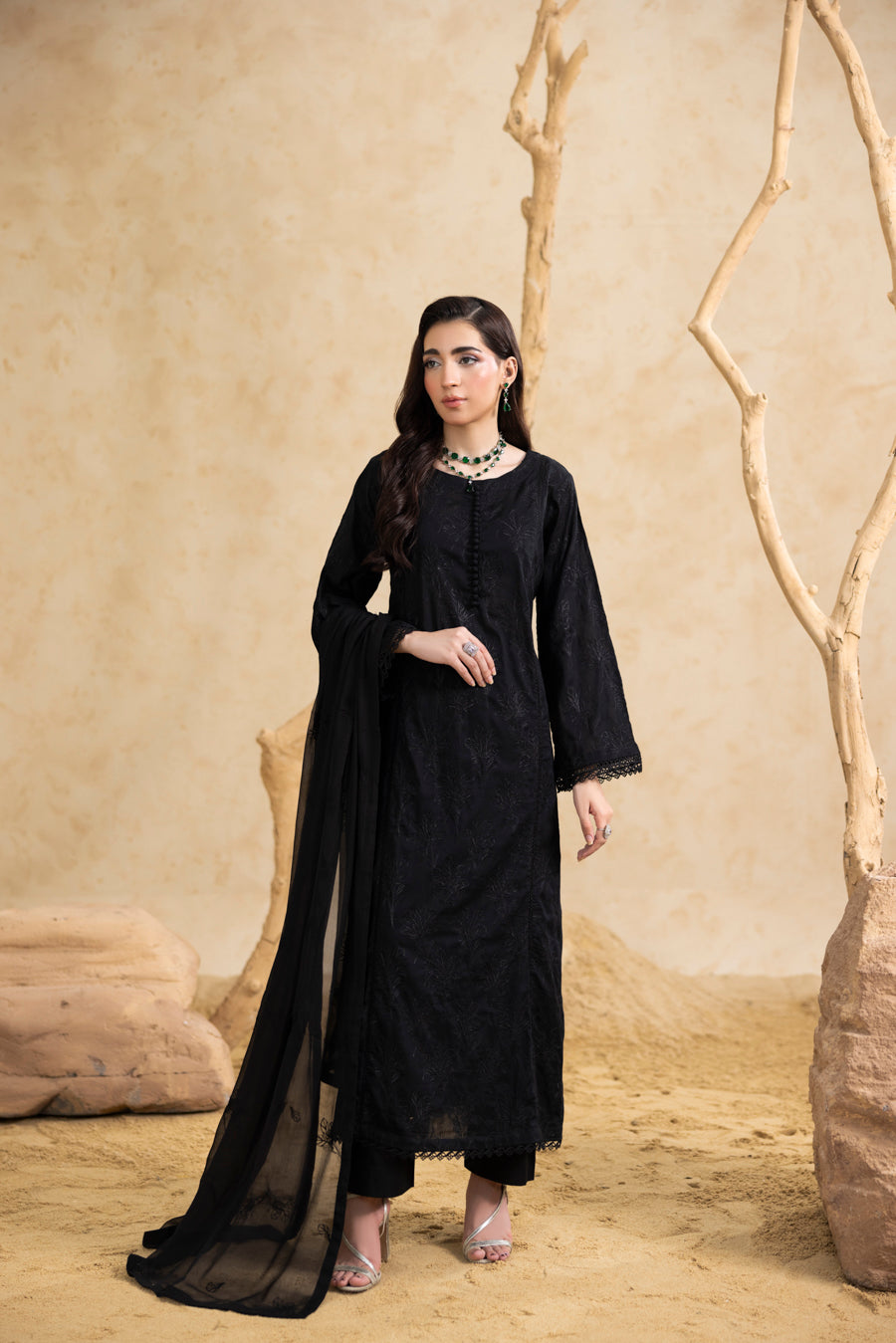 Black Embroidered 3-Piece Set