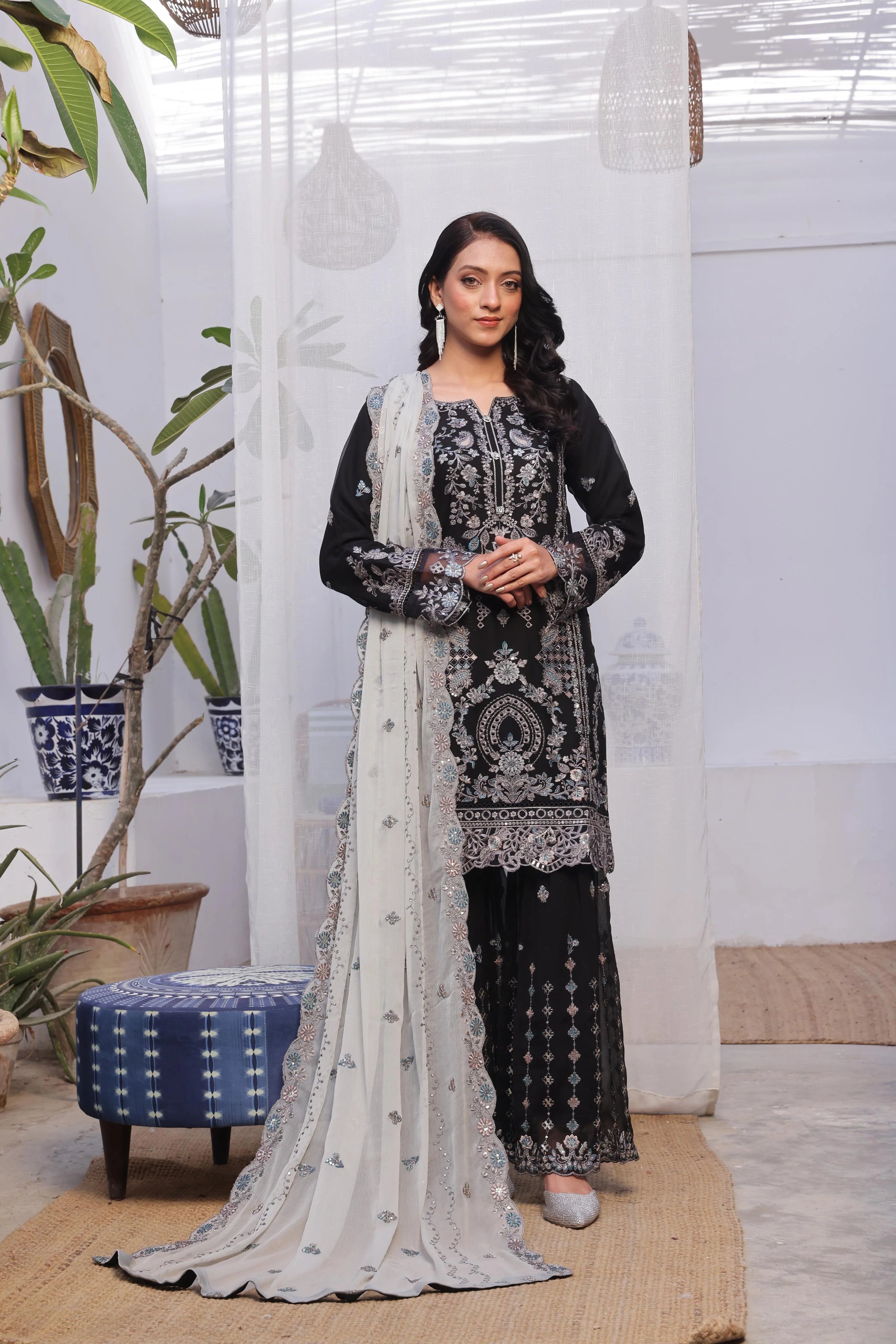 Resham Gharara Chiffon Pret 3 PCs