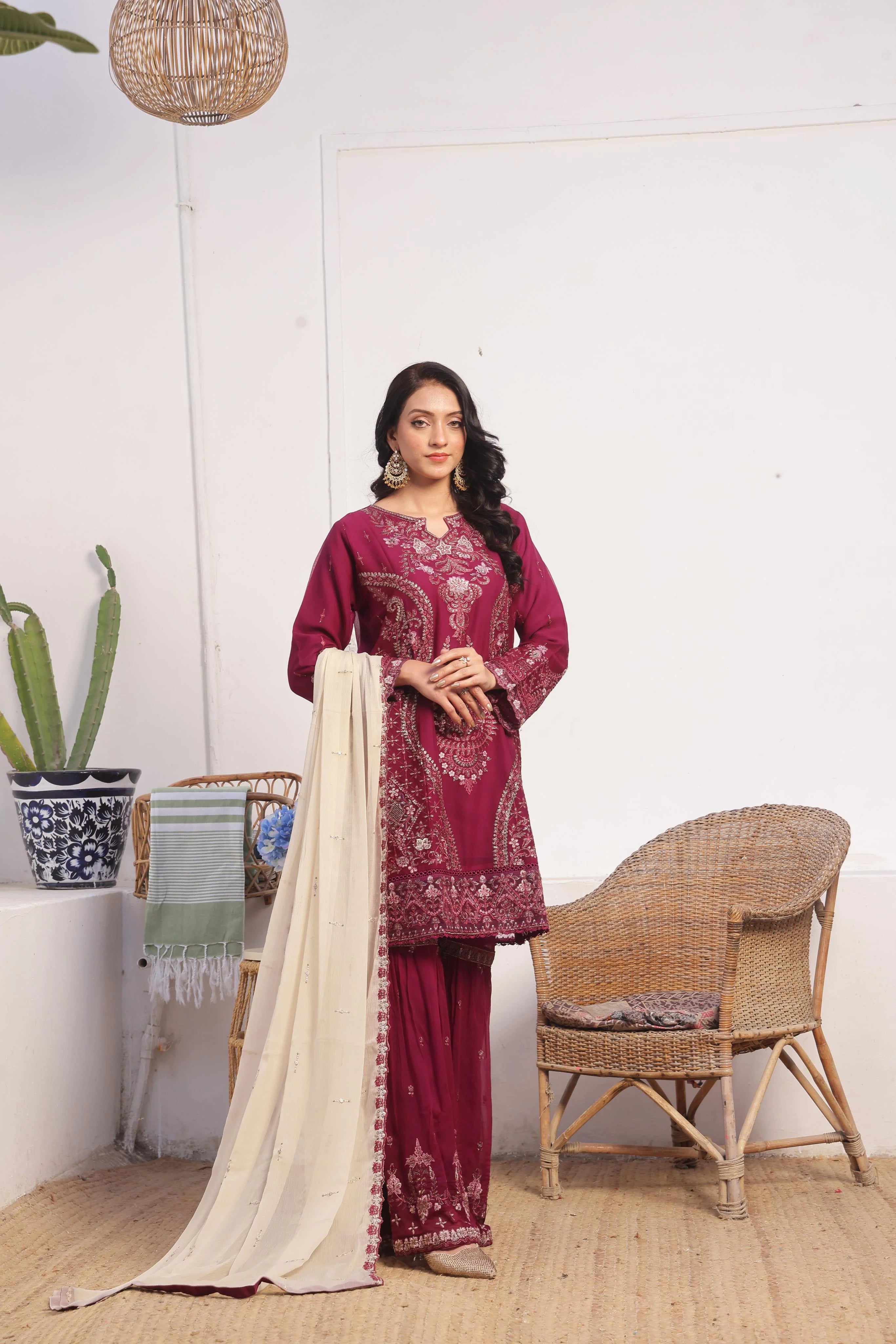 Resham Gharara Chiffon Pret 3 PCs