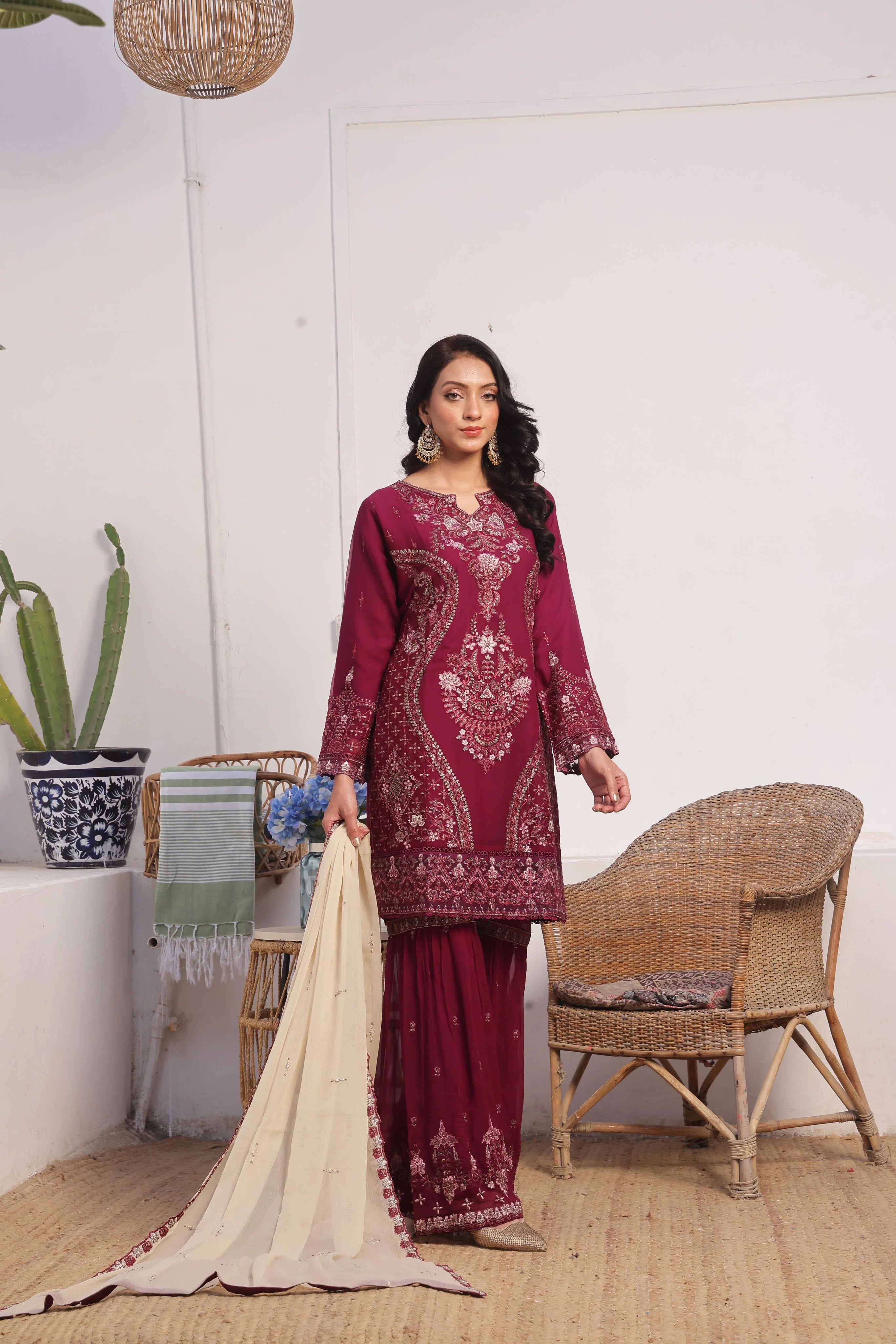 Resham Gharara Chiffon Pret 3 PCs