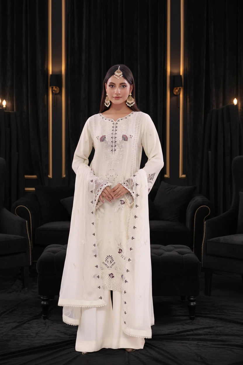 Ivory Glow Chiffon Pret 3 PCs