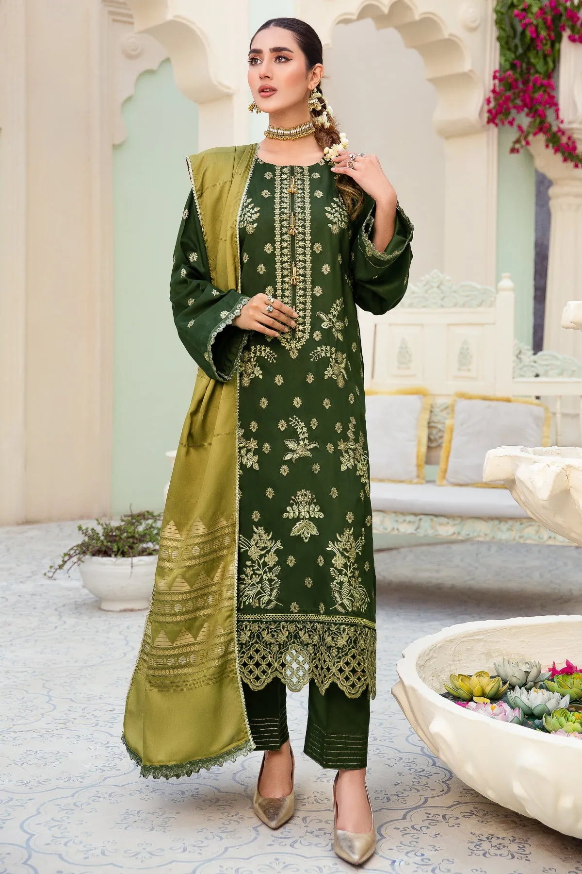 I-11 EMBROIDERED VISCOSE UNSTITCHED 3 PCs