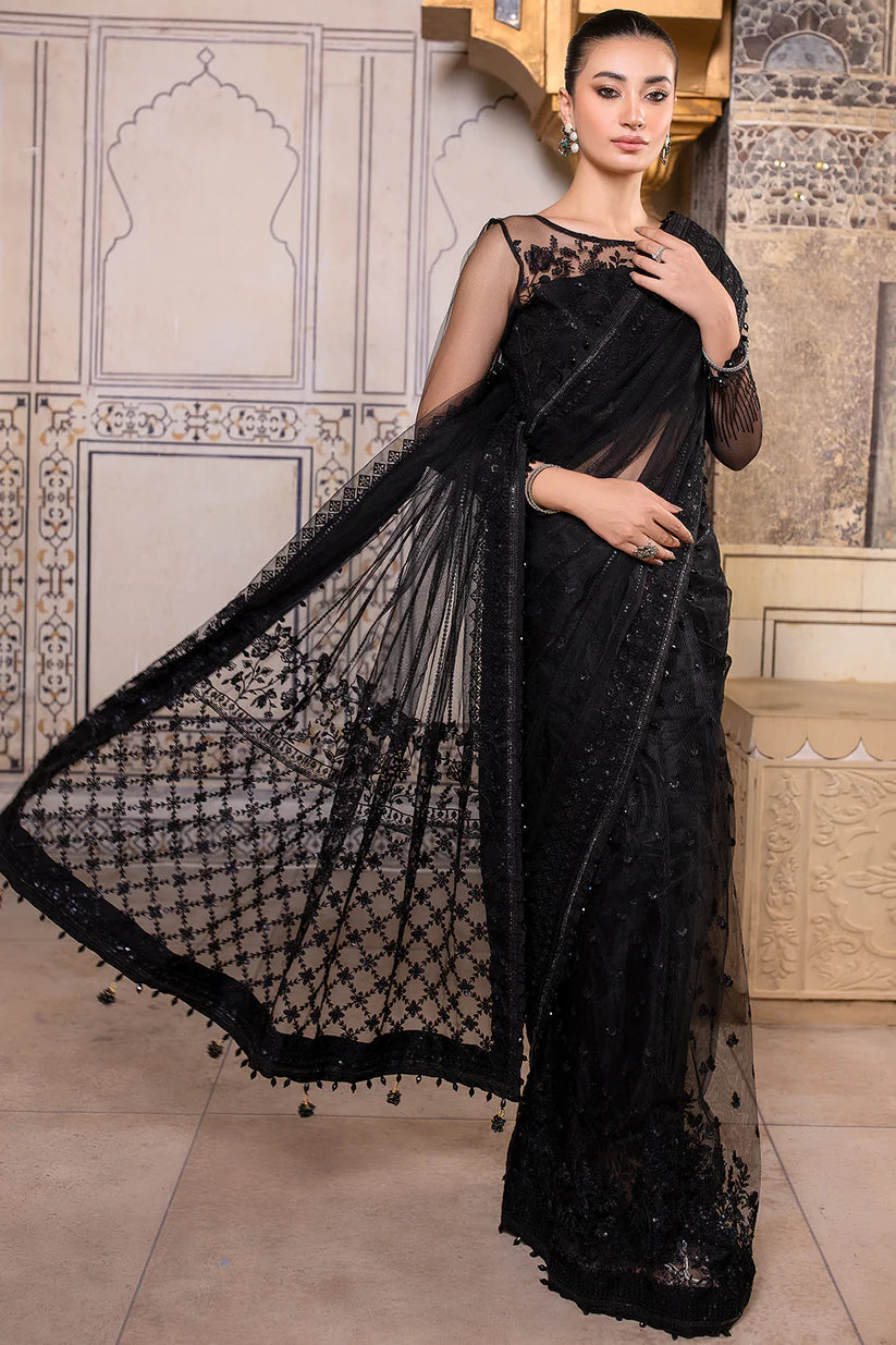 ZEBAISH NET EMBROIDERED SAREE 3 PCs