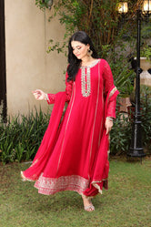 DRESS 123 PINK CHIFFON PRET 3 PCs