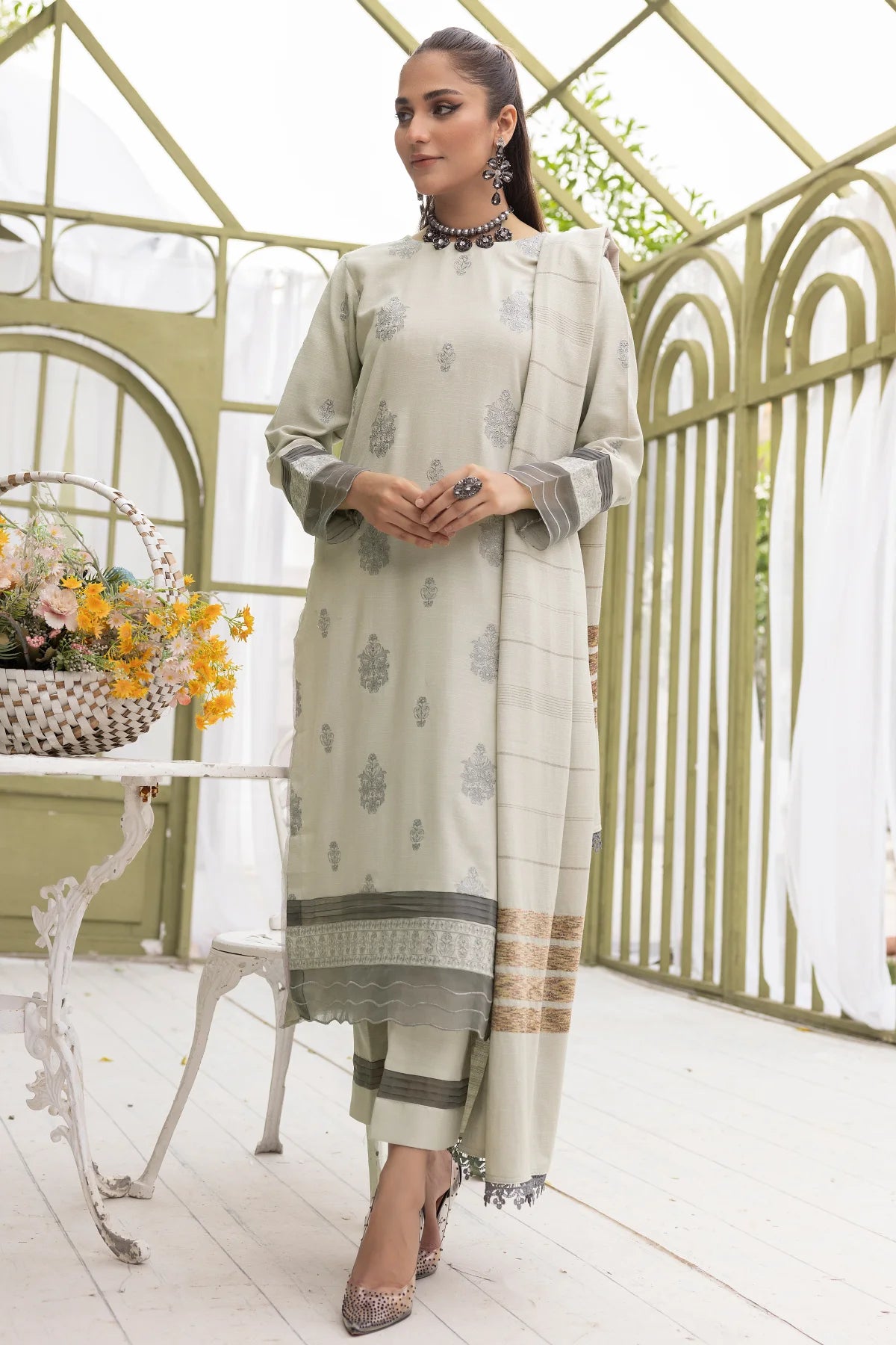 DL-22 DHANAK EMBROIDERED UNSTITCHED 3 PCs