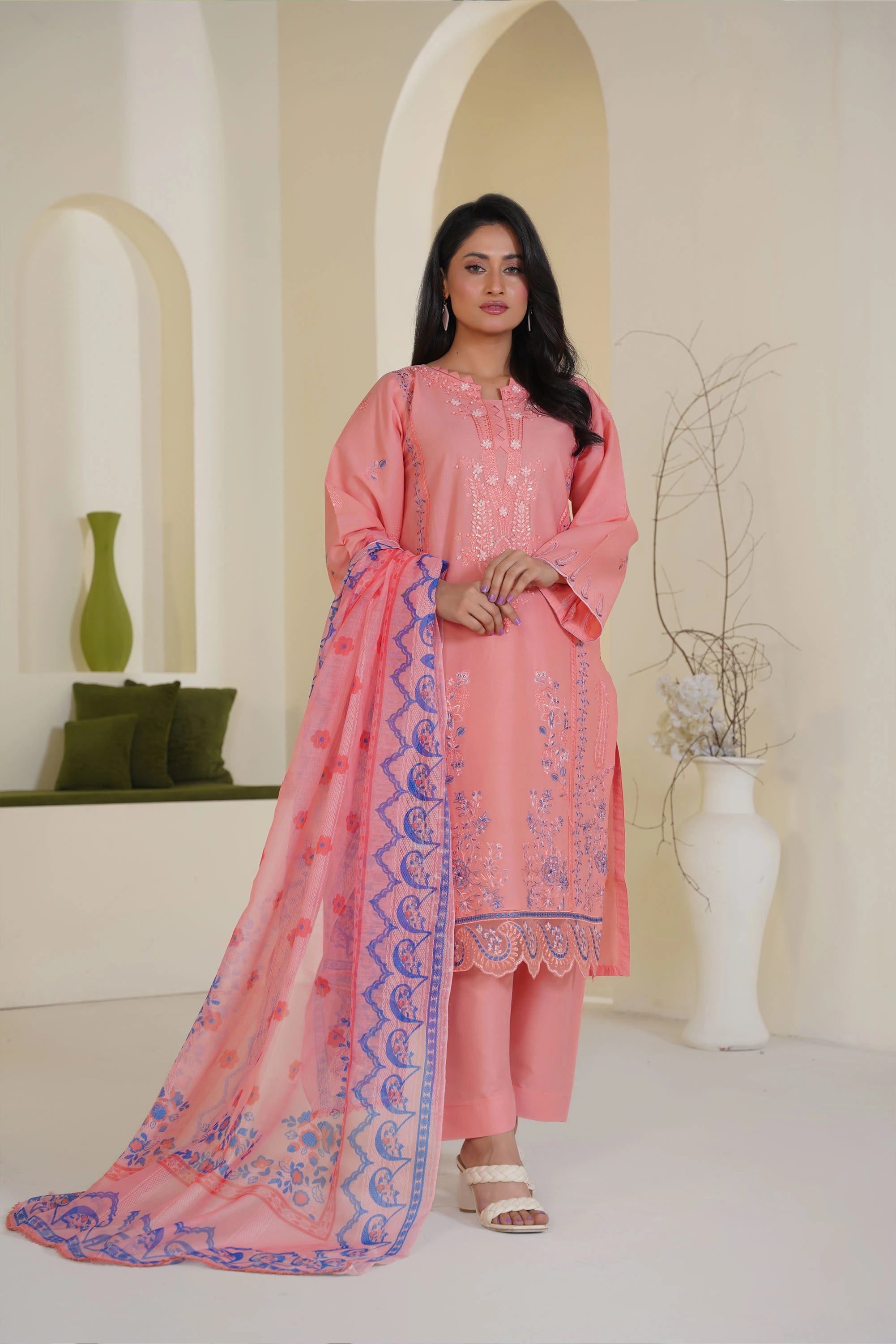 Peach Blossom Lawn  Pret 3 PC