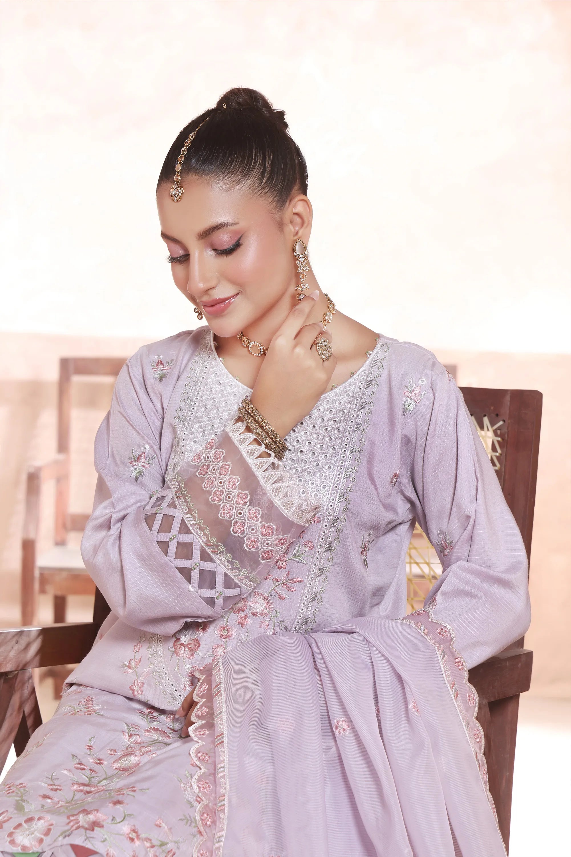 Gulal (Light Purple) Chikankari Embroidered 3Pcs