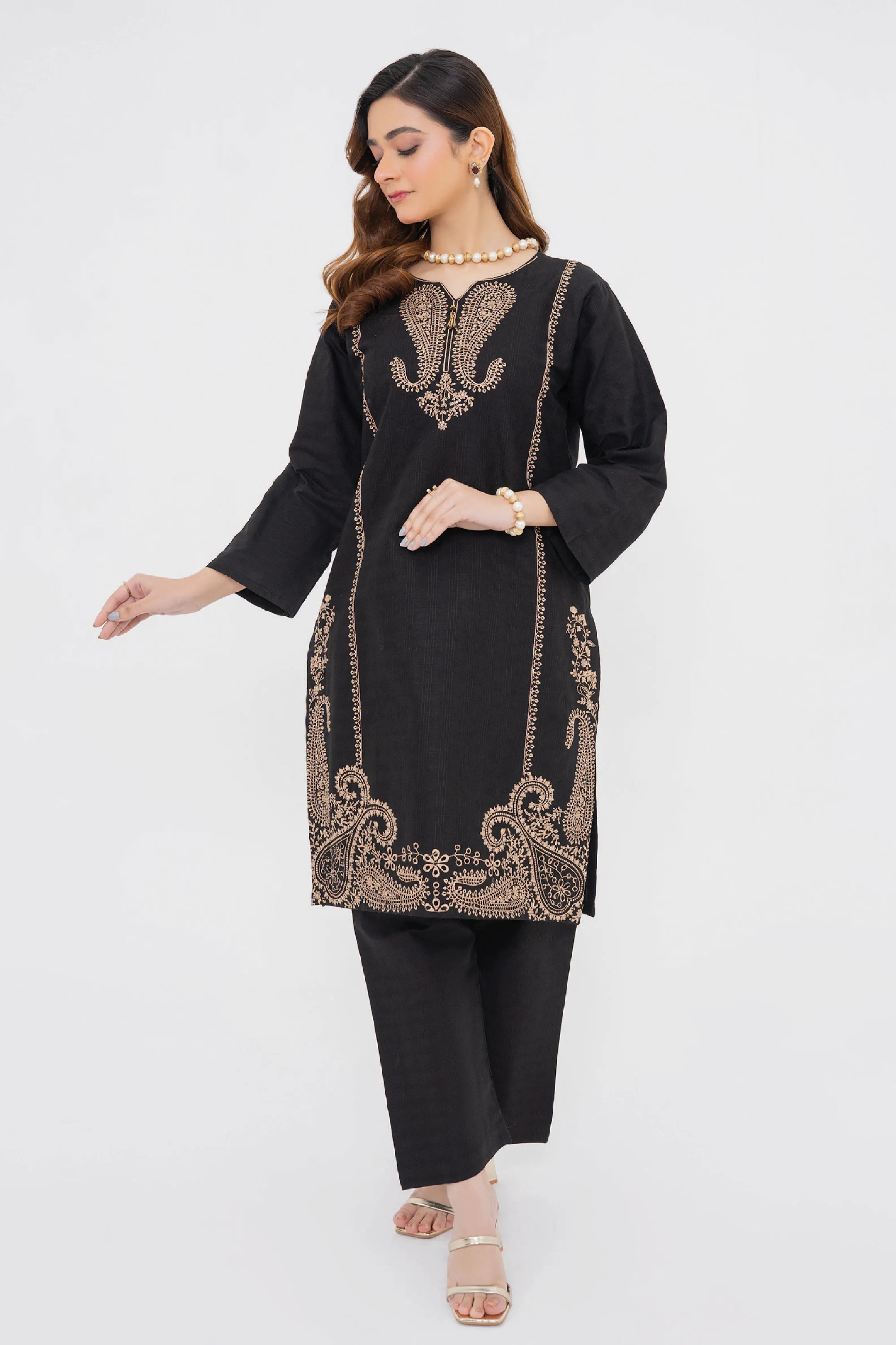 Empress Black Embroidered Cotton Pret 2Pcs