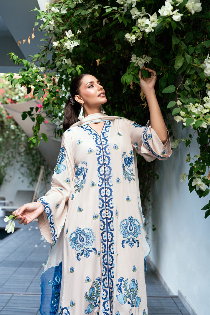 model showcasing white dress for women elegant eid outfit buraqstore