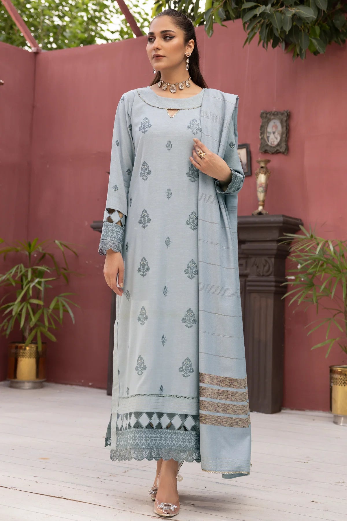 DL-23 DHANAK EMBROIDERED UNSTITCHED 3 PCs