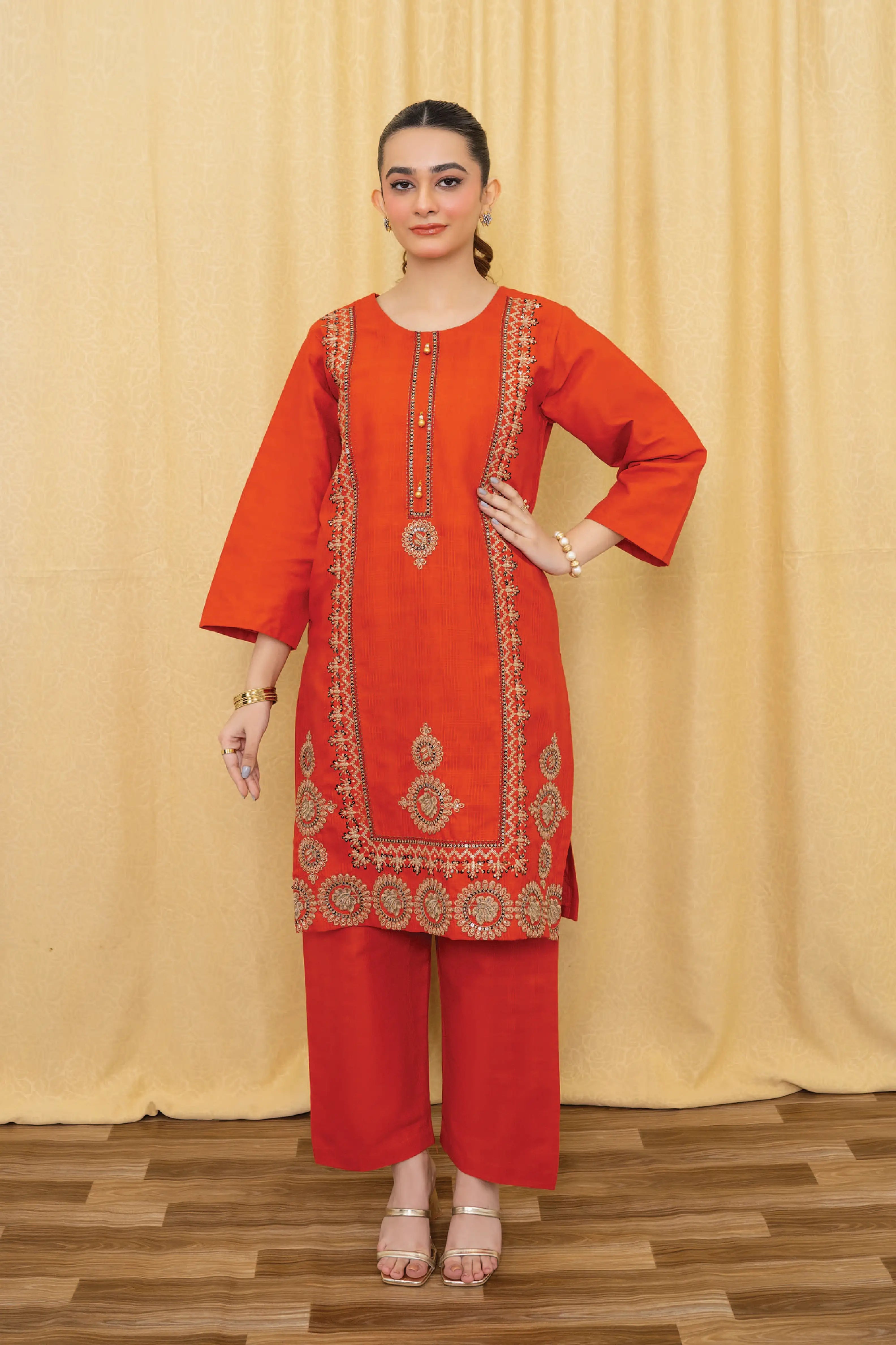 Amber Glow Embroidered Cotton Pret 2Pcs