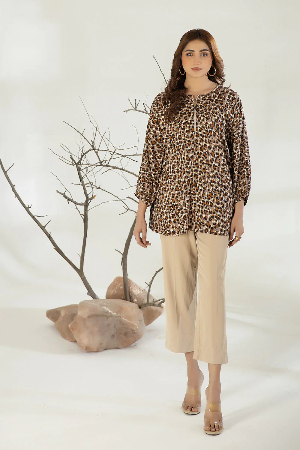 LA3-06 CHEETAH PRINT LINEN PRET 1 PC