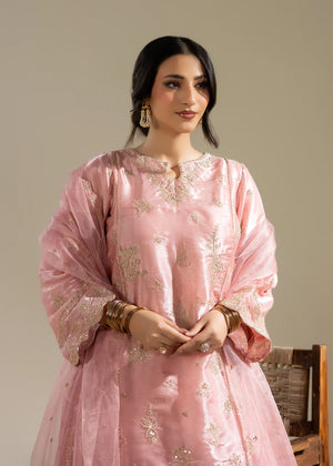 model showcasing pink dress set elegant look buraqstore