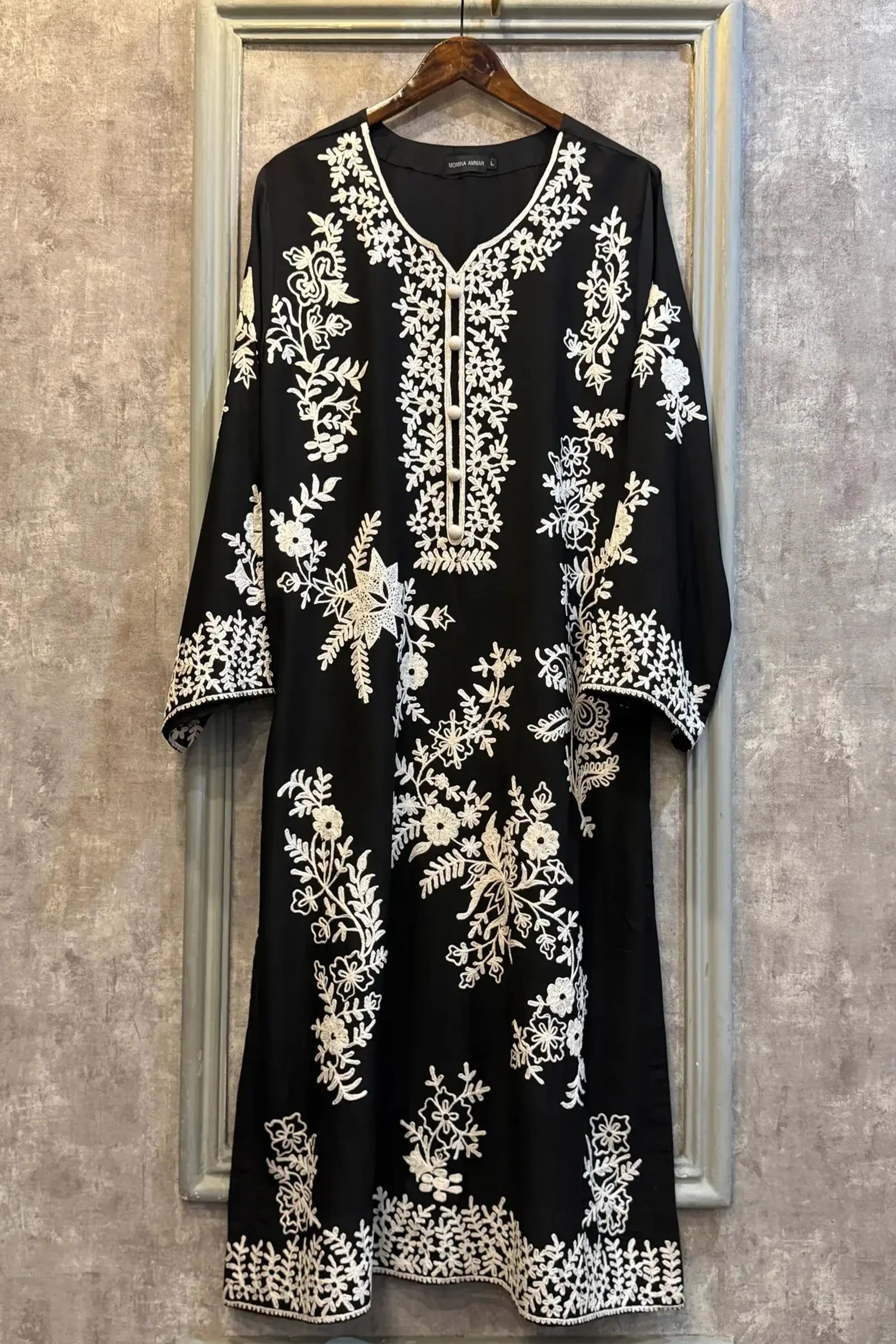 Black Flower Embroidered Georgette Pret 2Pcs