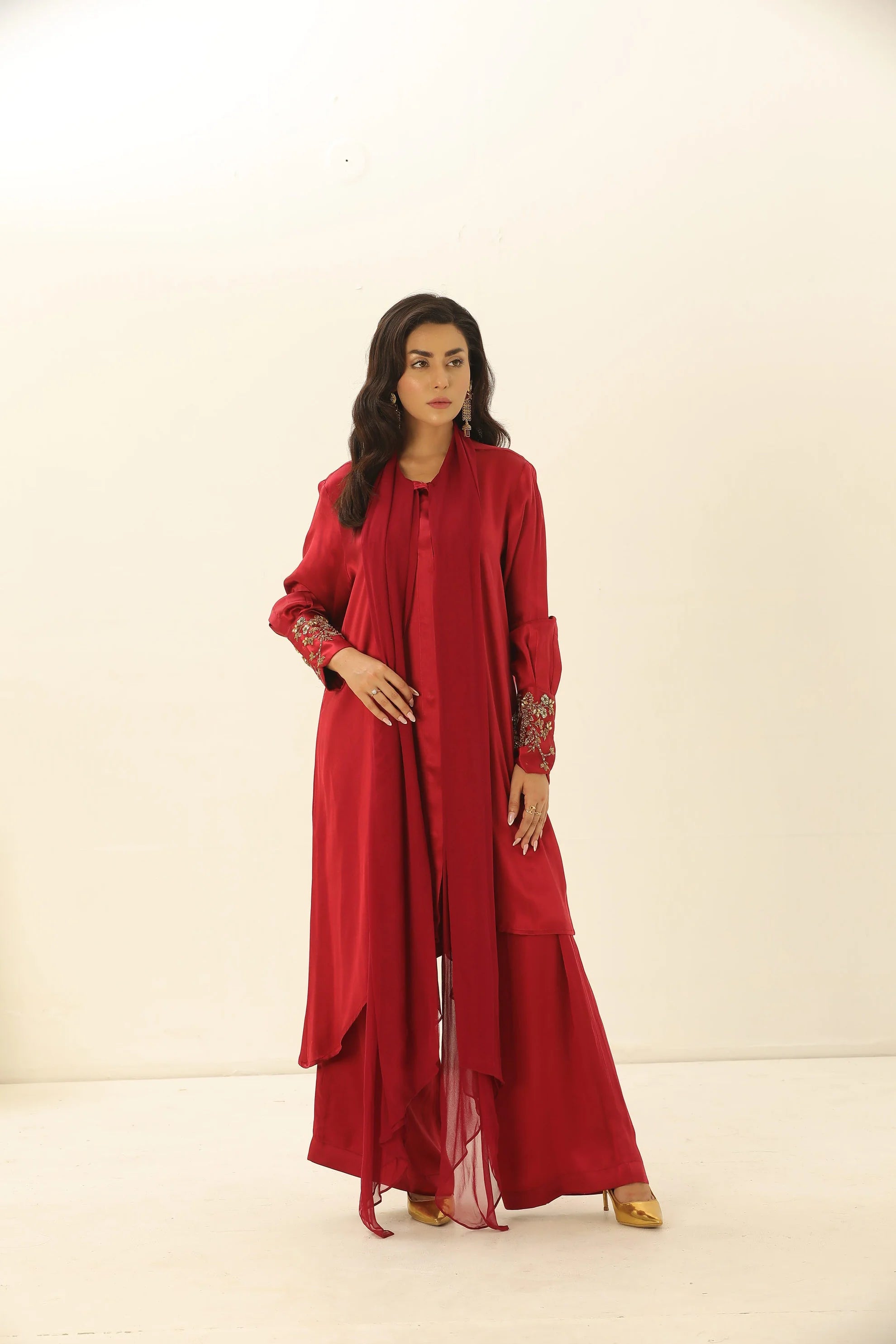 Gul-e-Lala - Red Chiffon Dress 2 PCs