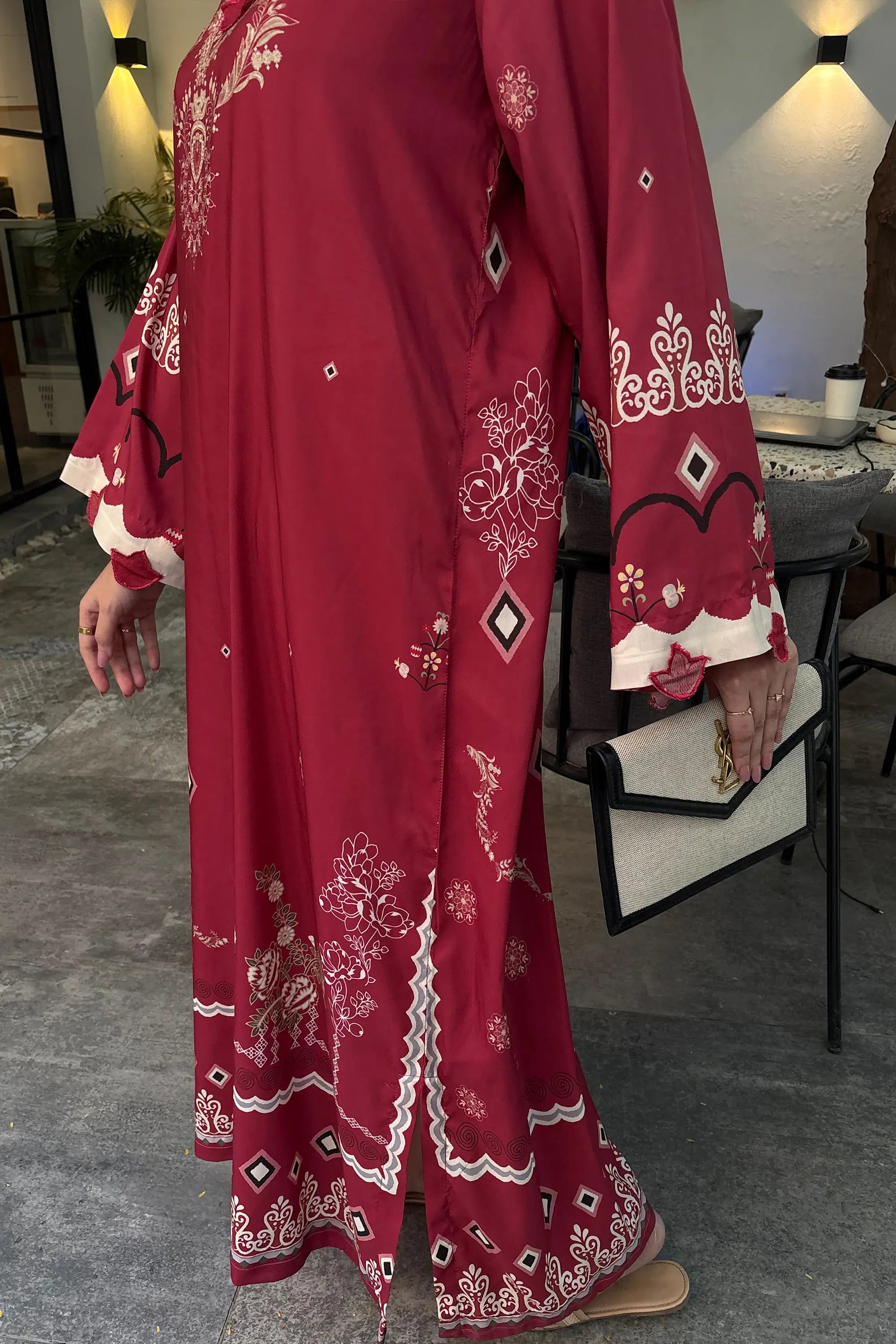 Nura Poly Lawn Kaftan Pret 1Pc