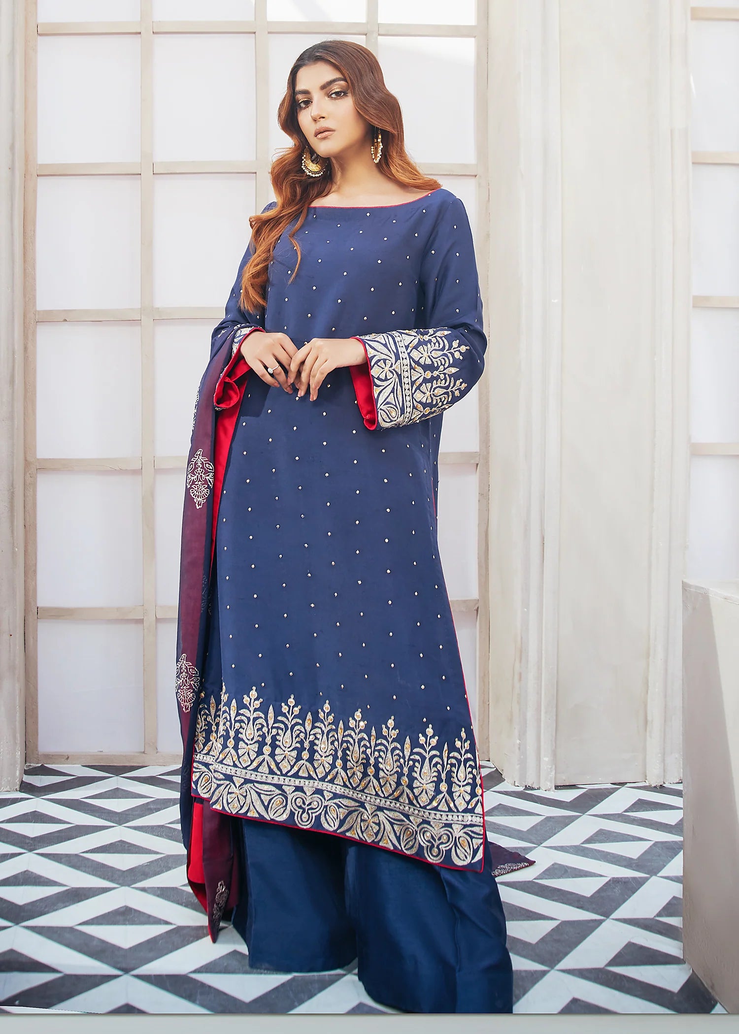 Blue Raw Silk - Ethnic Blue Suit 1 PC