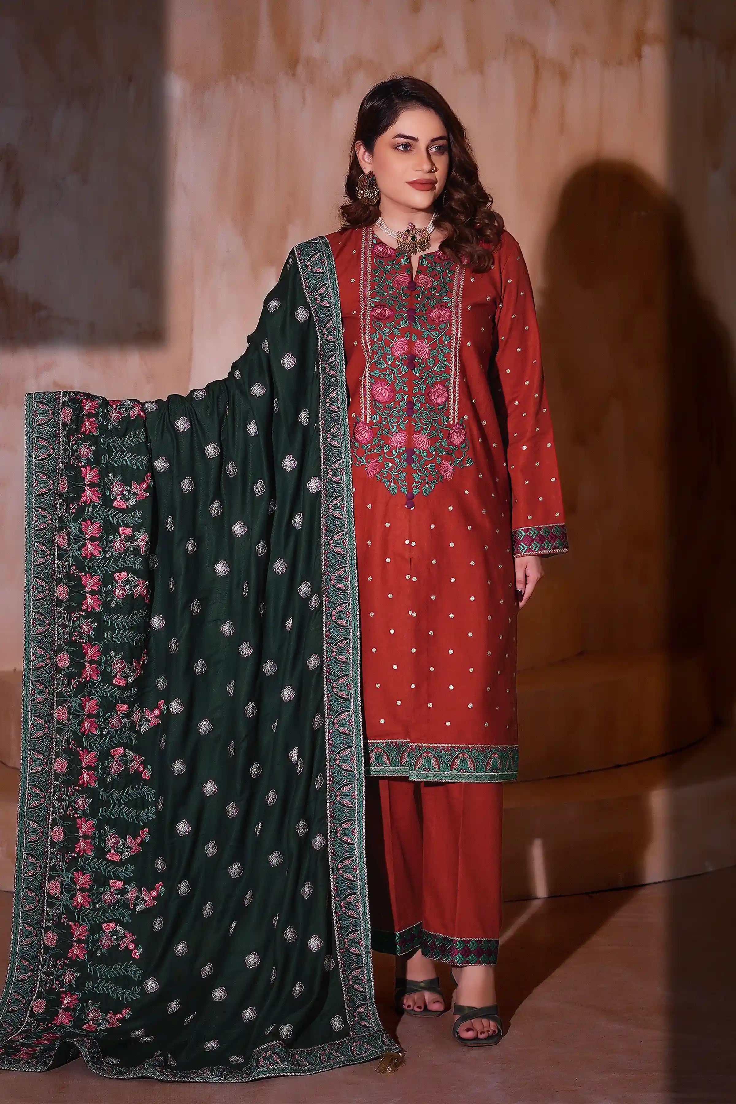 AY1145 - Autumn Ember Khaddar 3Pc