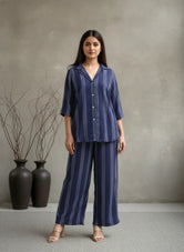 EV05D04-Blue Striped Co Ord Set