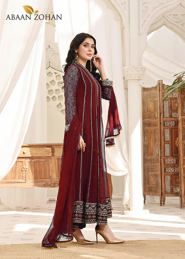 KASHISH MAROON CHIFFON PRET 3 PCs