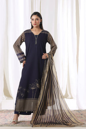 Buraqstore chiffon pret dress Azure Stripe on model, trendy women’s fashion in Pakistan