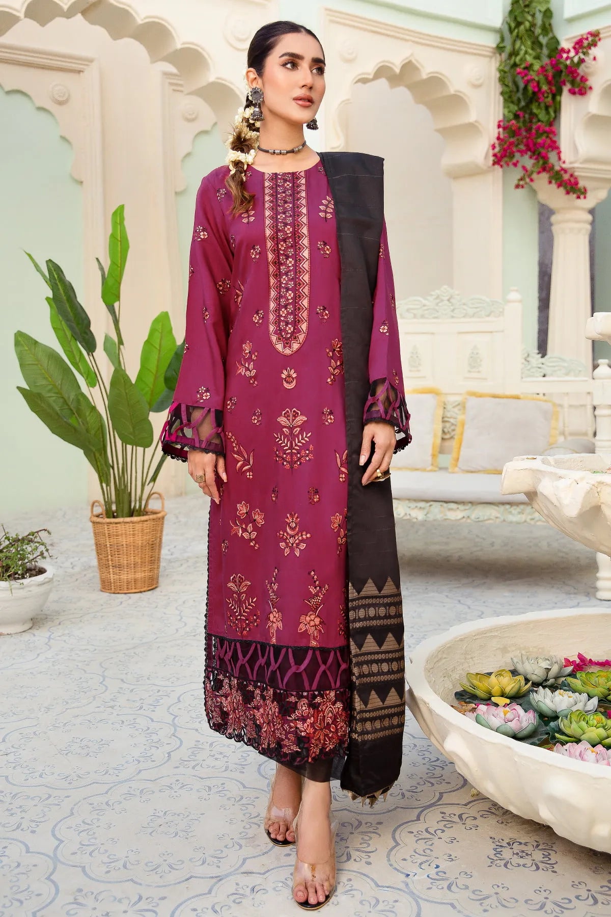 I-12 EMBROIDERED VISCOSE UNSTITCHED 3 PCs