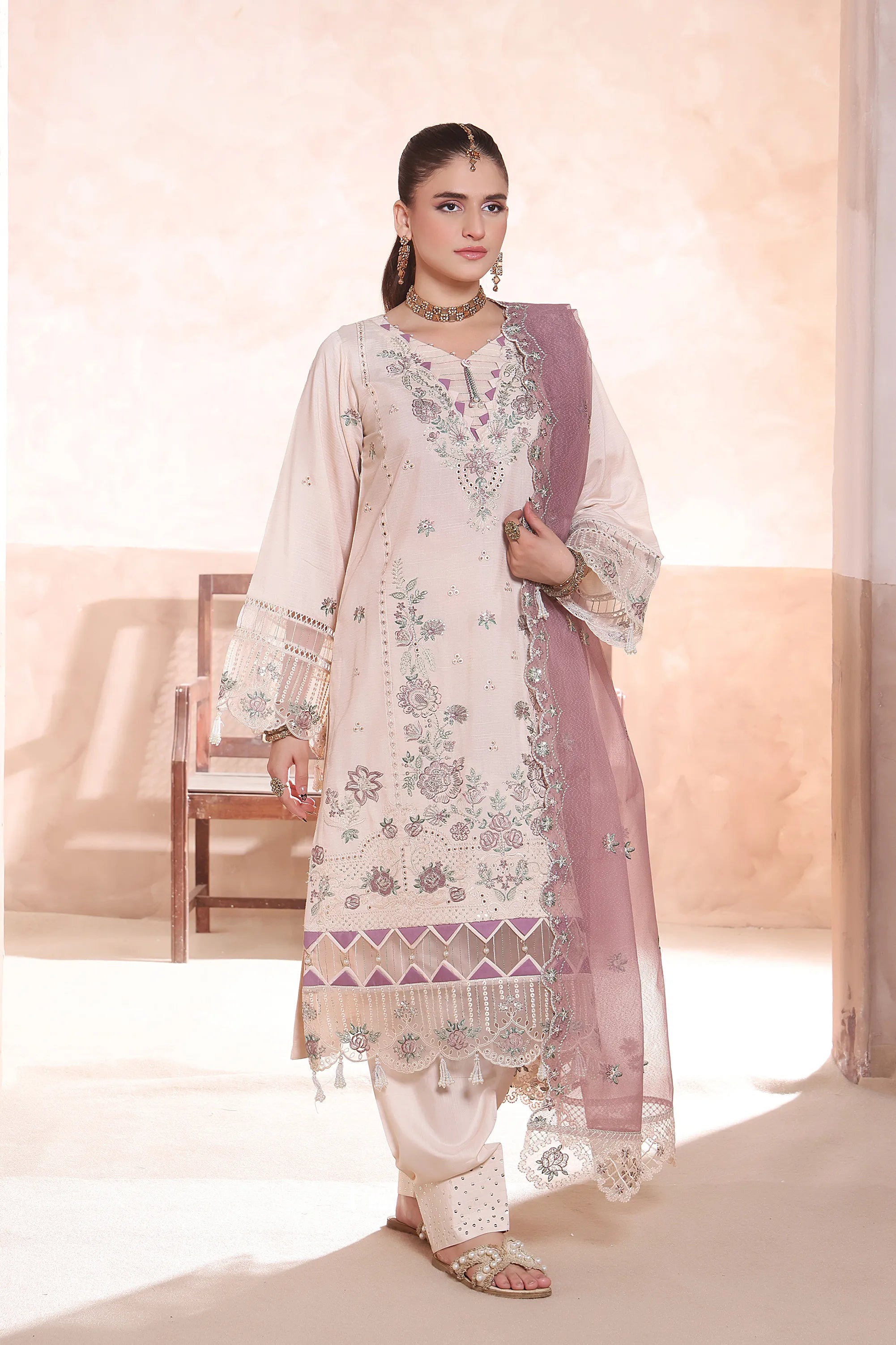 Gulal (Light Pink) Chikankari Embroidered 3Pcs