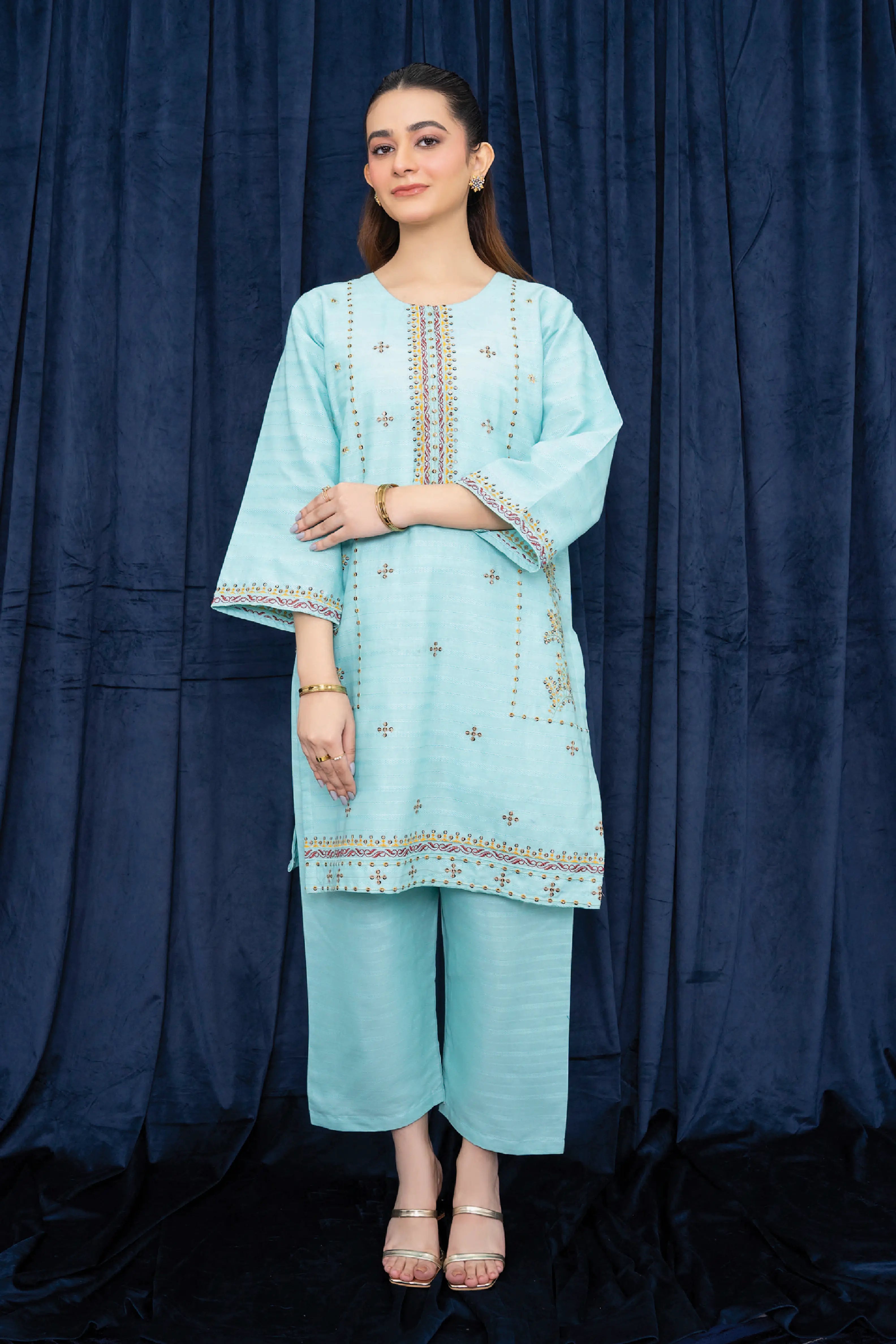 Ocean Breeze Embroidered Cotton Pret 2Pcs