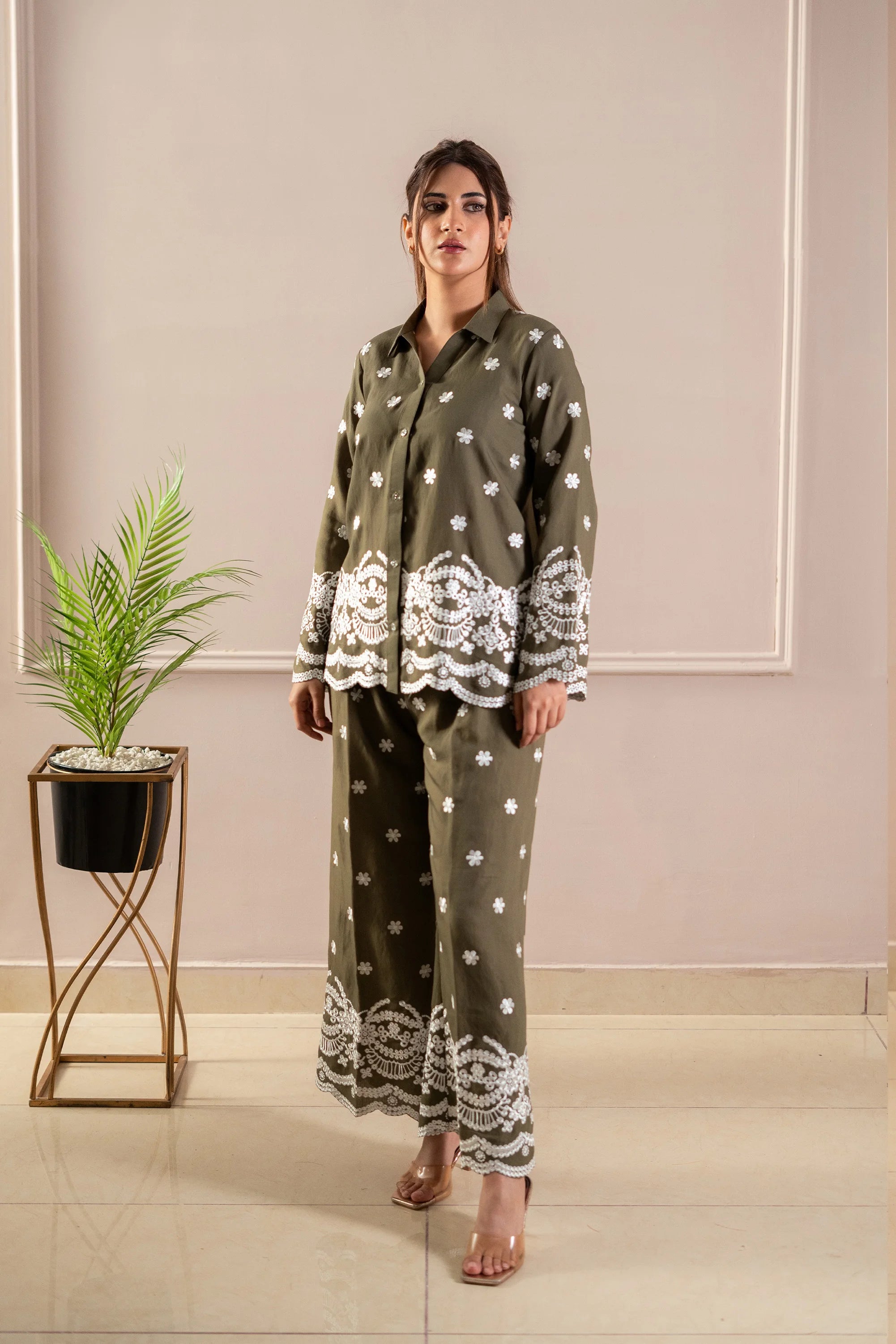 SF - 299|Olive Green Co Ord Set