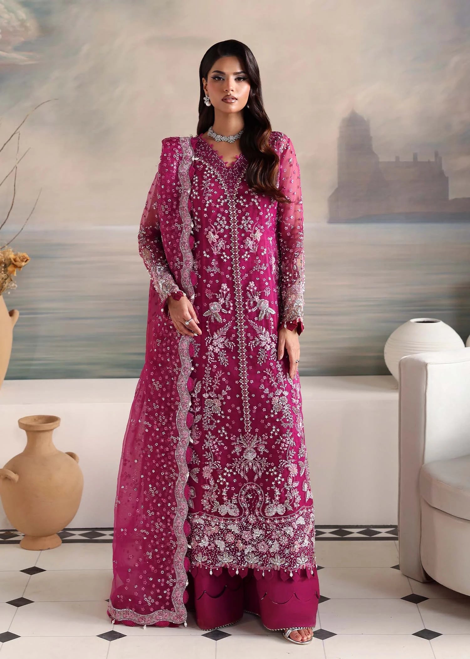 Emira Embroidered Organza 4 PCs